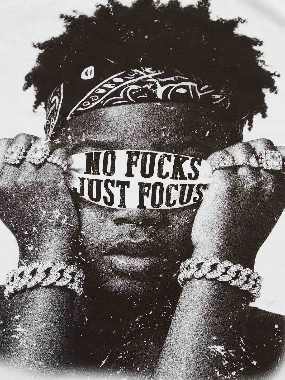 "No Fucks Just Focus" character-printed Boxy oversized T-shirt