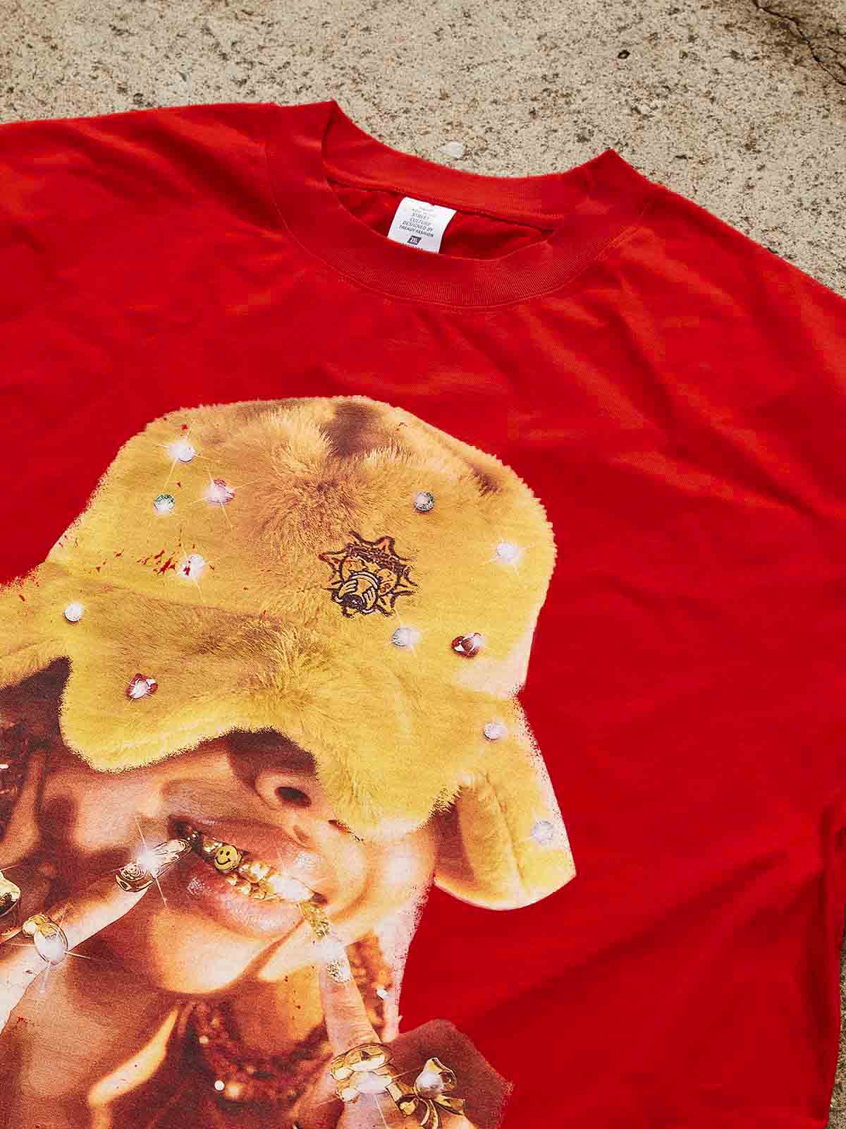 Octopus Balaclava Hat Headwear Red Printed T-shirt