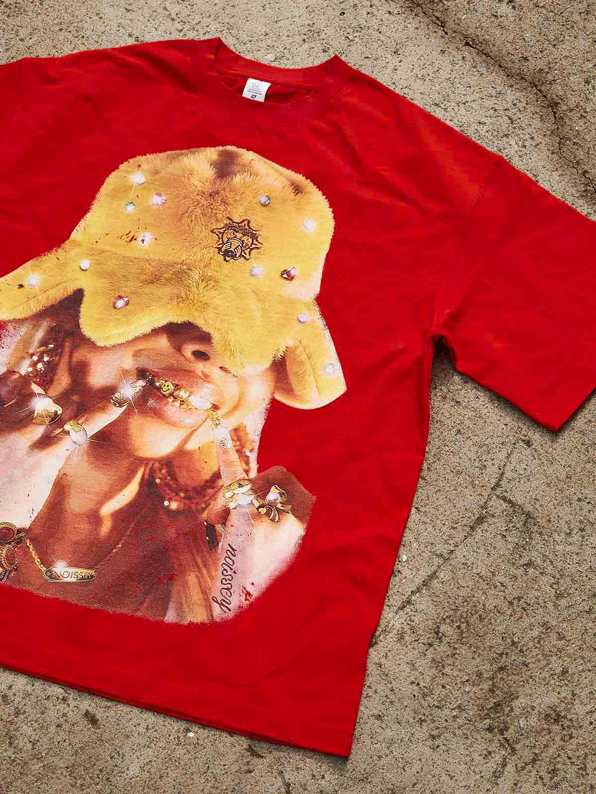 Octopus Balaclava Hat Headwear Red Printed T-shirt