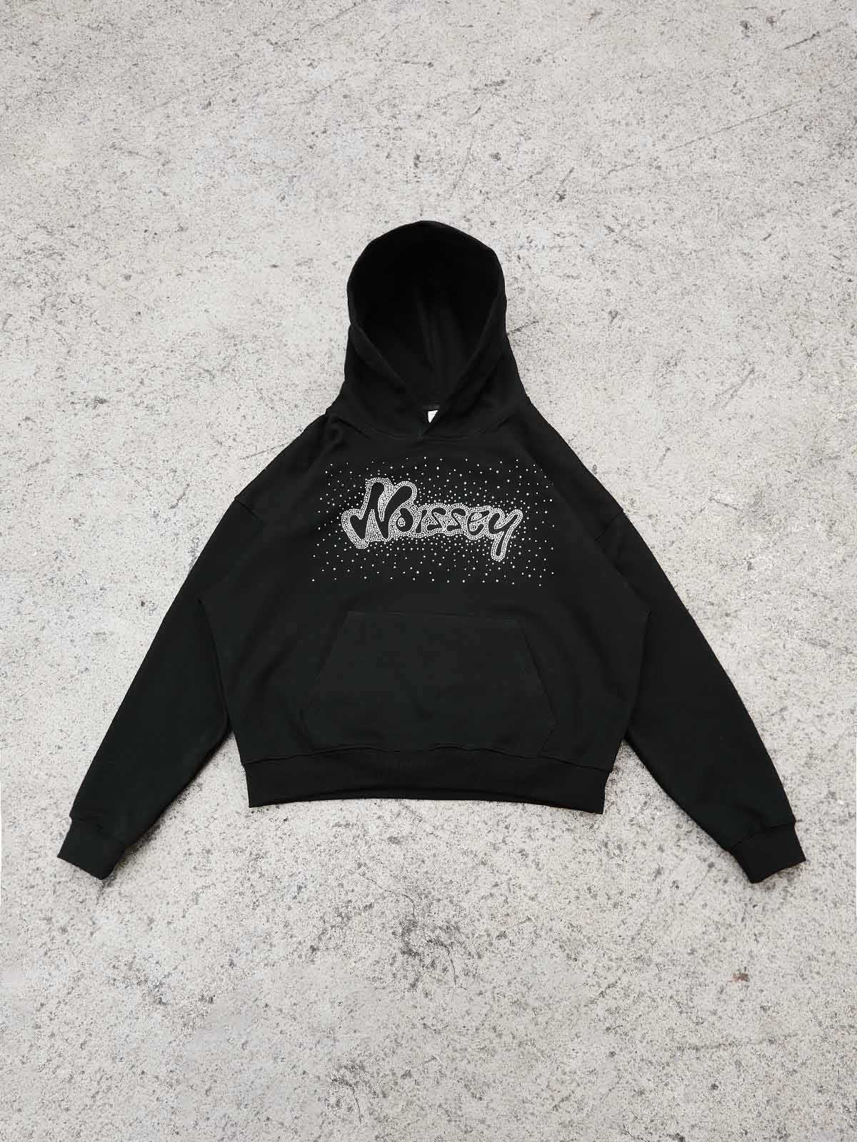 Noissey Rhinestone Logo Glitter Boxy Hoodie