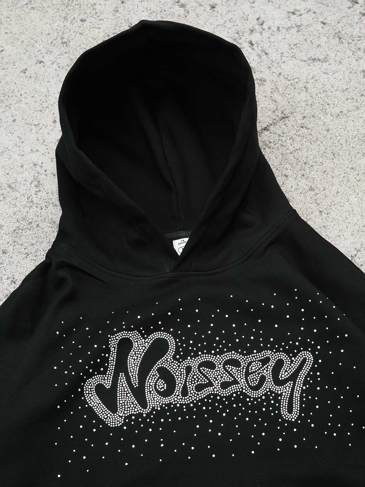 Noissey Rhinestone Logo Glitter Boxy Hoodie