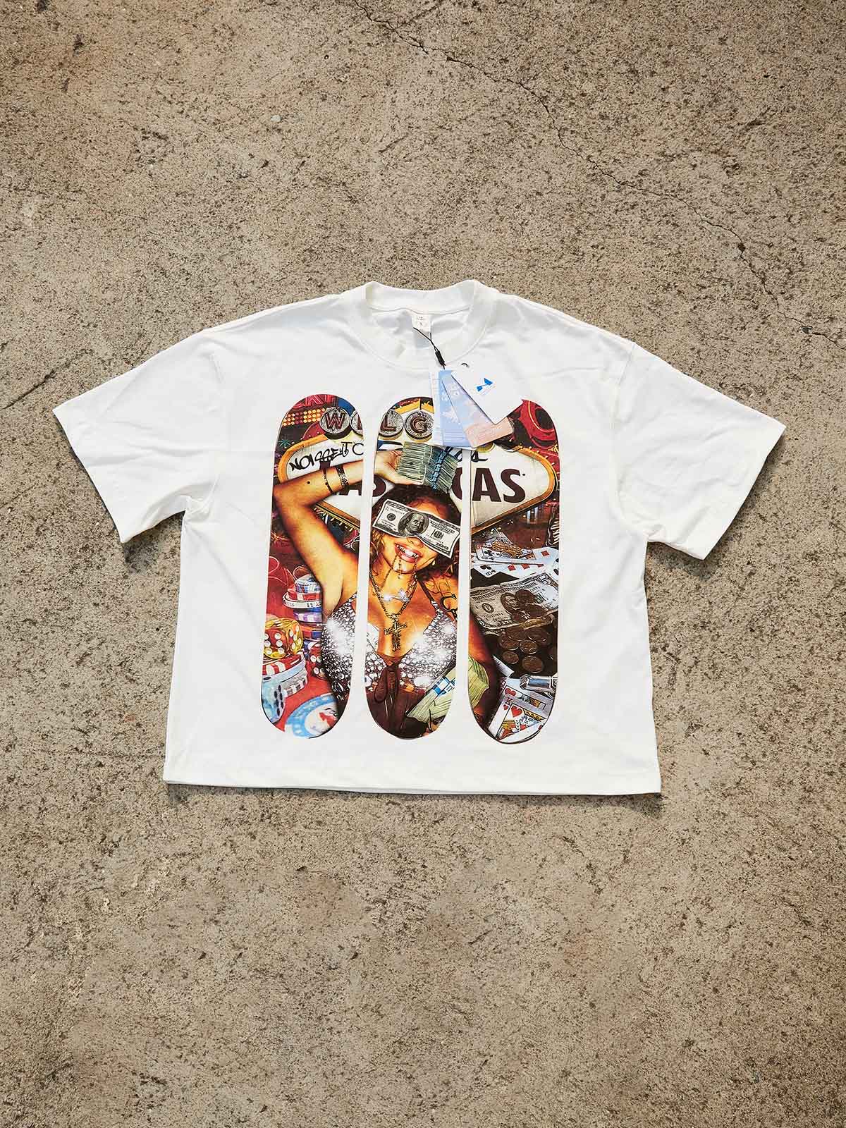 Spend Money in Las Vegas! Skateboard Print Boxy Oversized T-shirt
