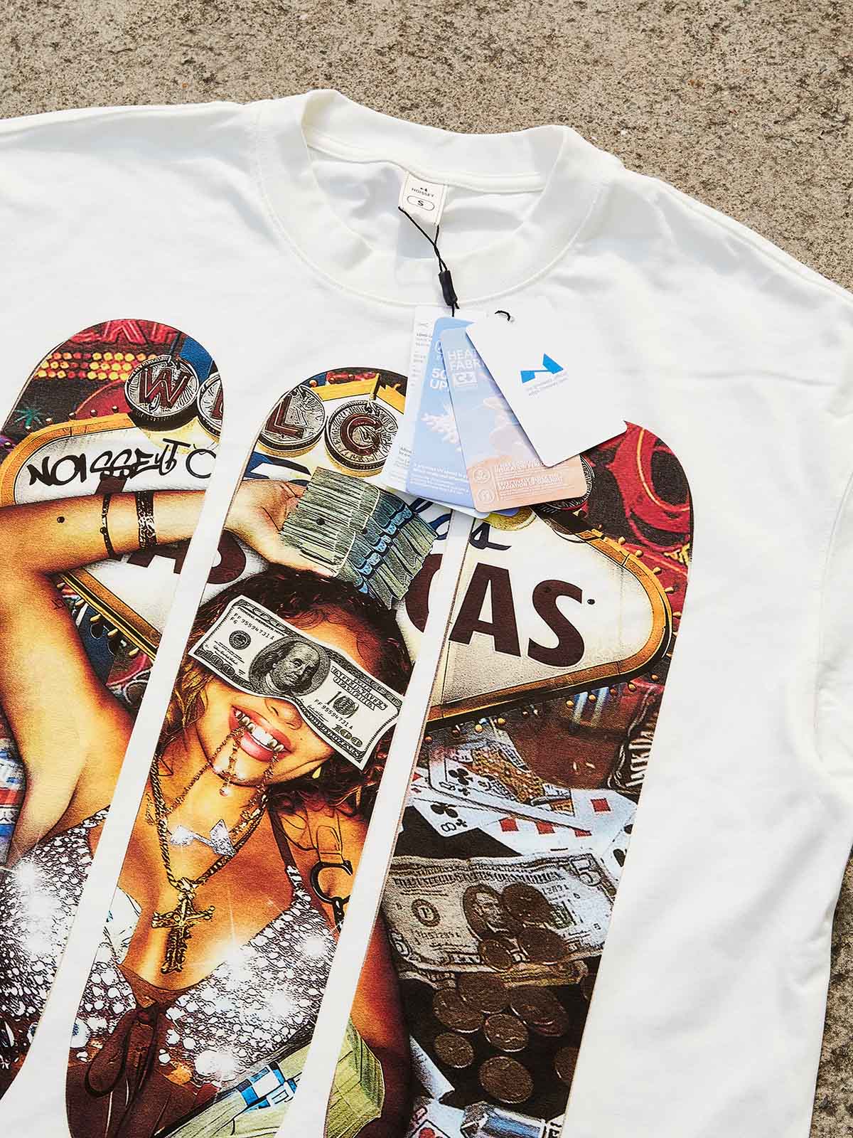 Spend Money in Las Vegas! Skateboard Print Boxy Oversized T-shirt