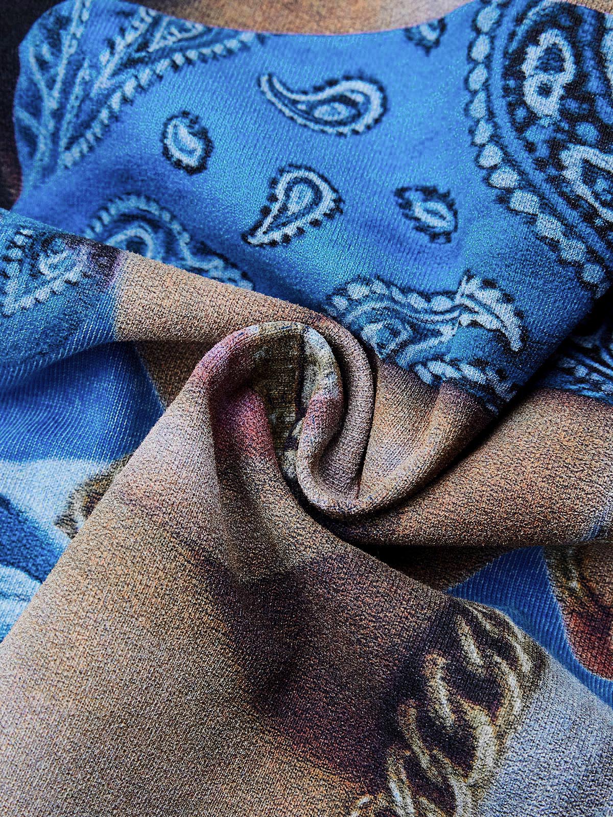 Blindfolded Child & Blue Paisley Washed Graphic Tee - Vintage Art Print T-Shirt