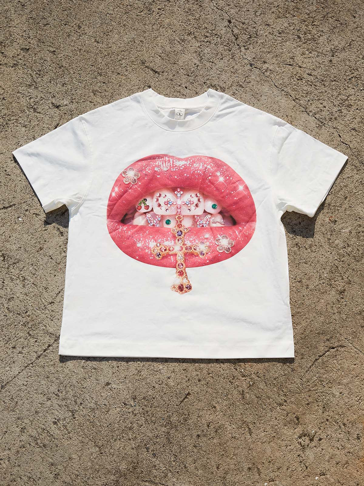 NOISSEY Y2K Grillz Tee - Rhinestone Graphic & Cool Touch Fabric