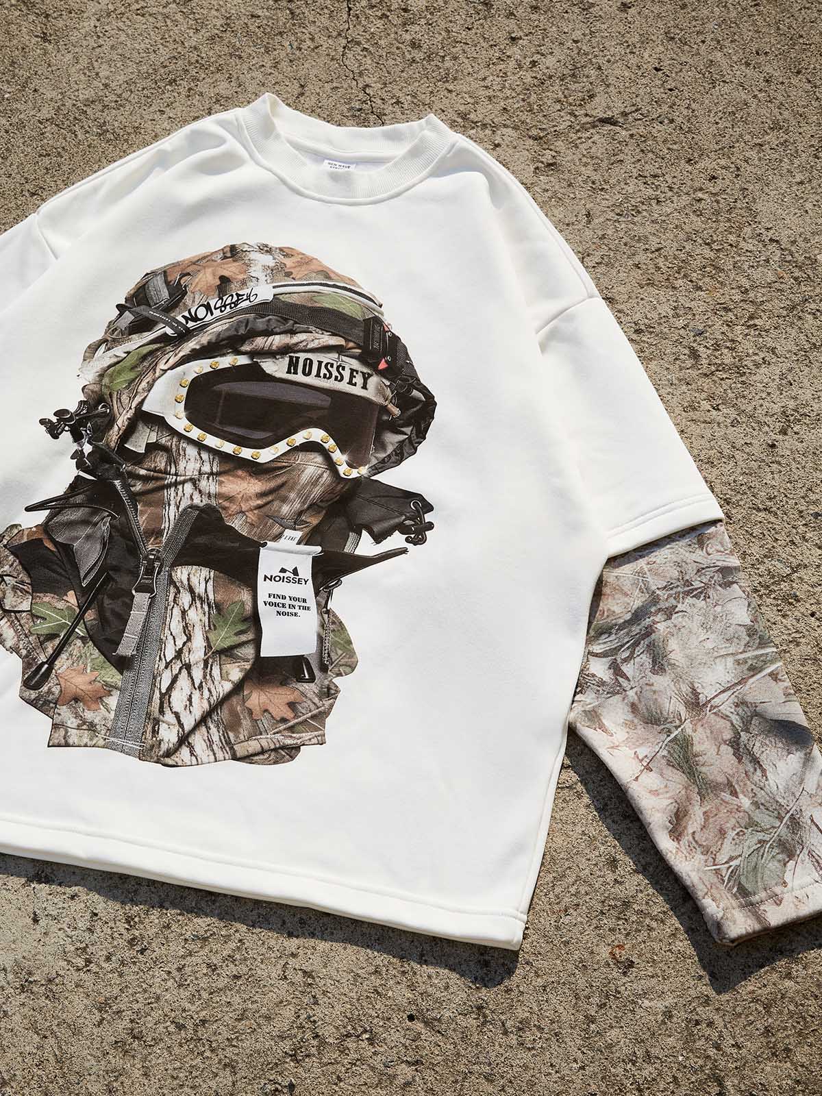 Real Tree Balaclava Camouflage Print Long Sleeve Shirt