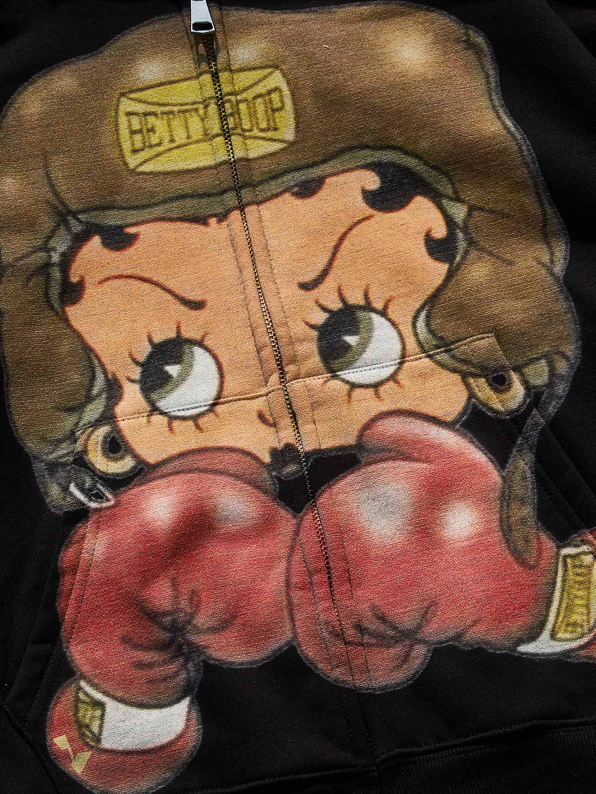 Cartoon Girl Boxing Print Boxy Hoodie