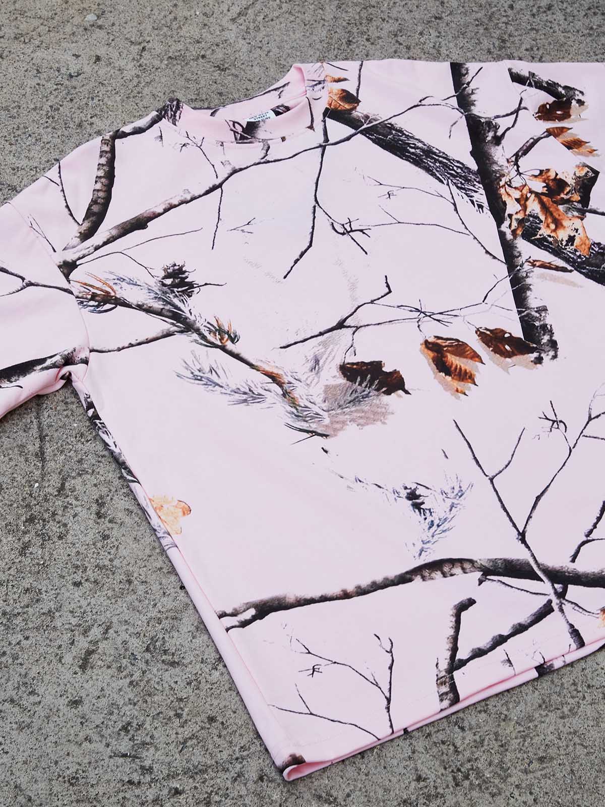 Faith Over Fear Pink Tree Pattern Print T-shirt