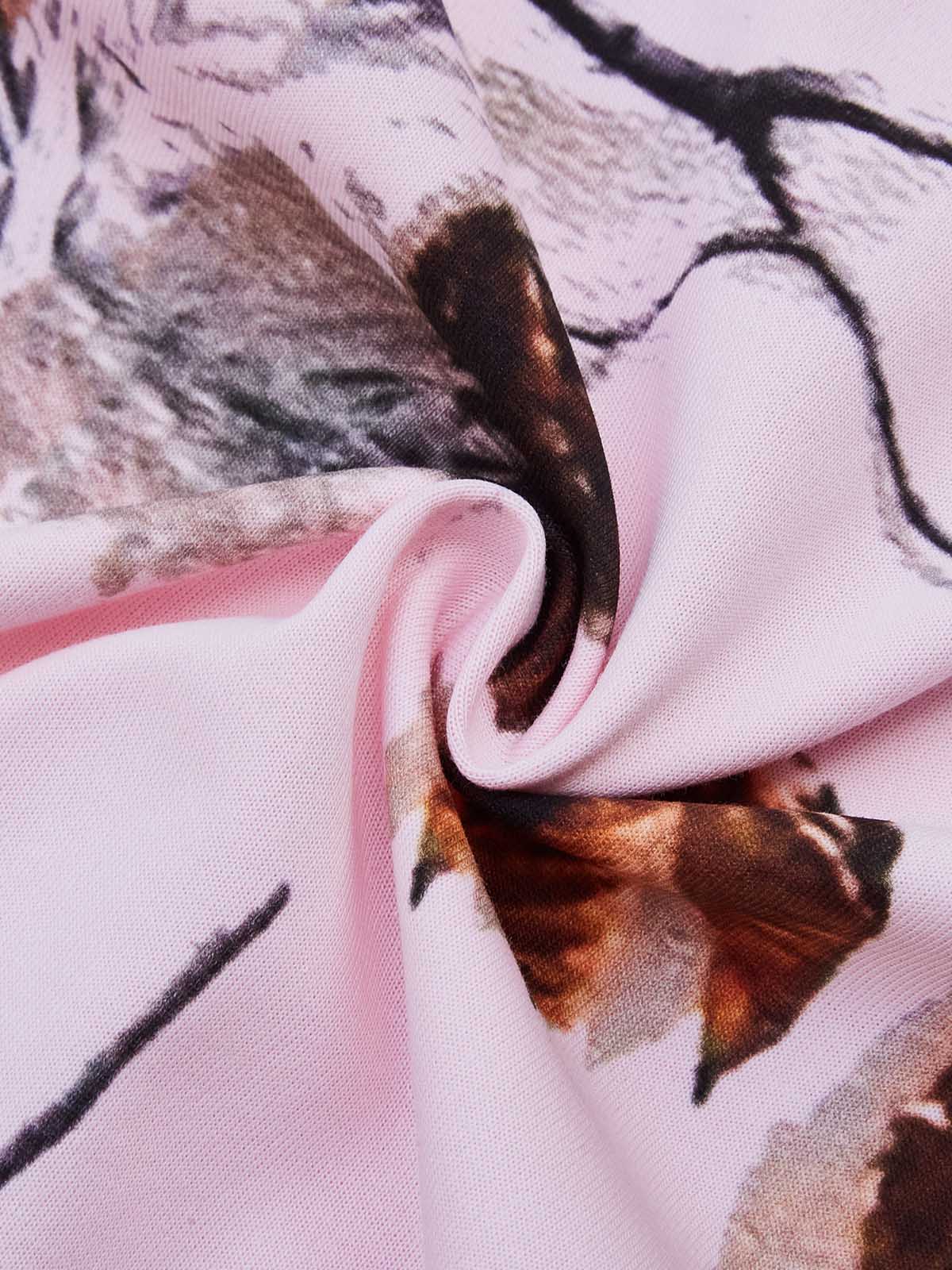 Street Kid Pink Tree Pattern Print T-shirt