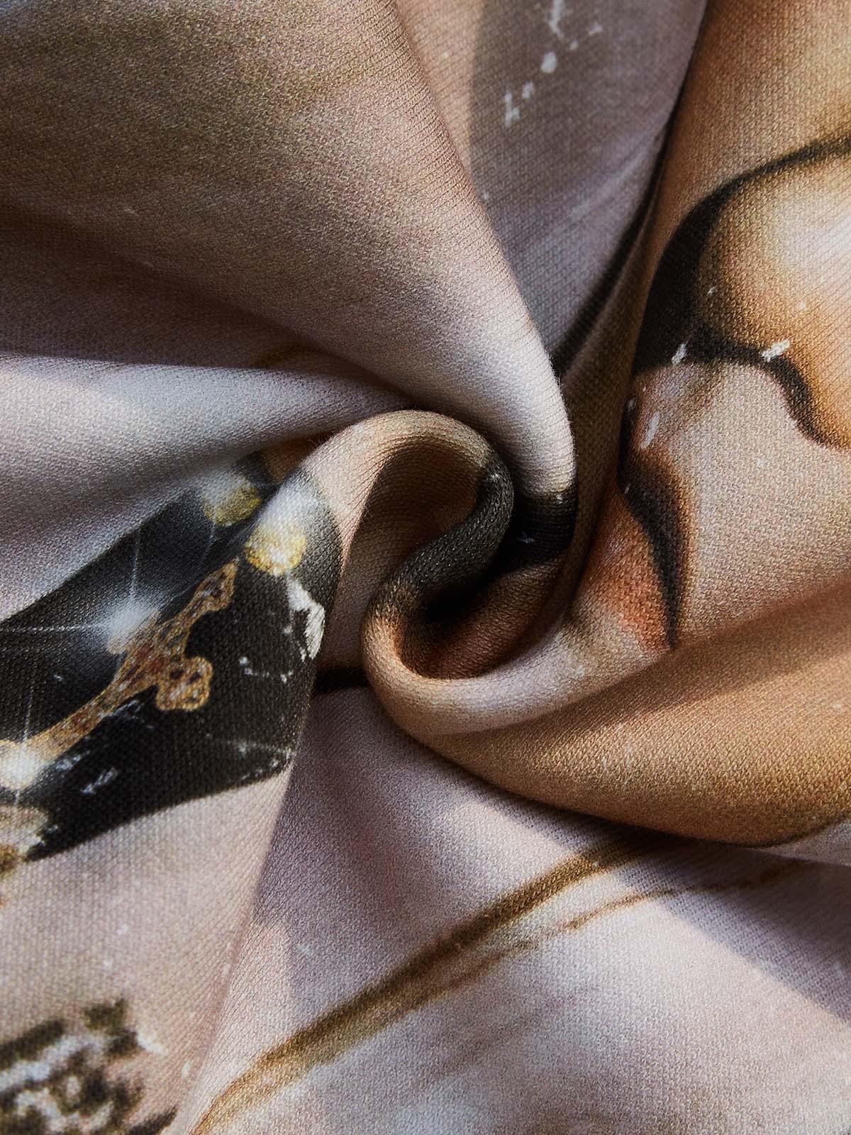 Tree Pattern Headscarf Madonna Print Long Sleeve Shirt