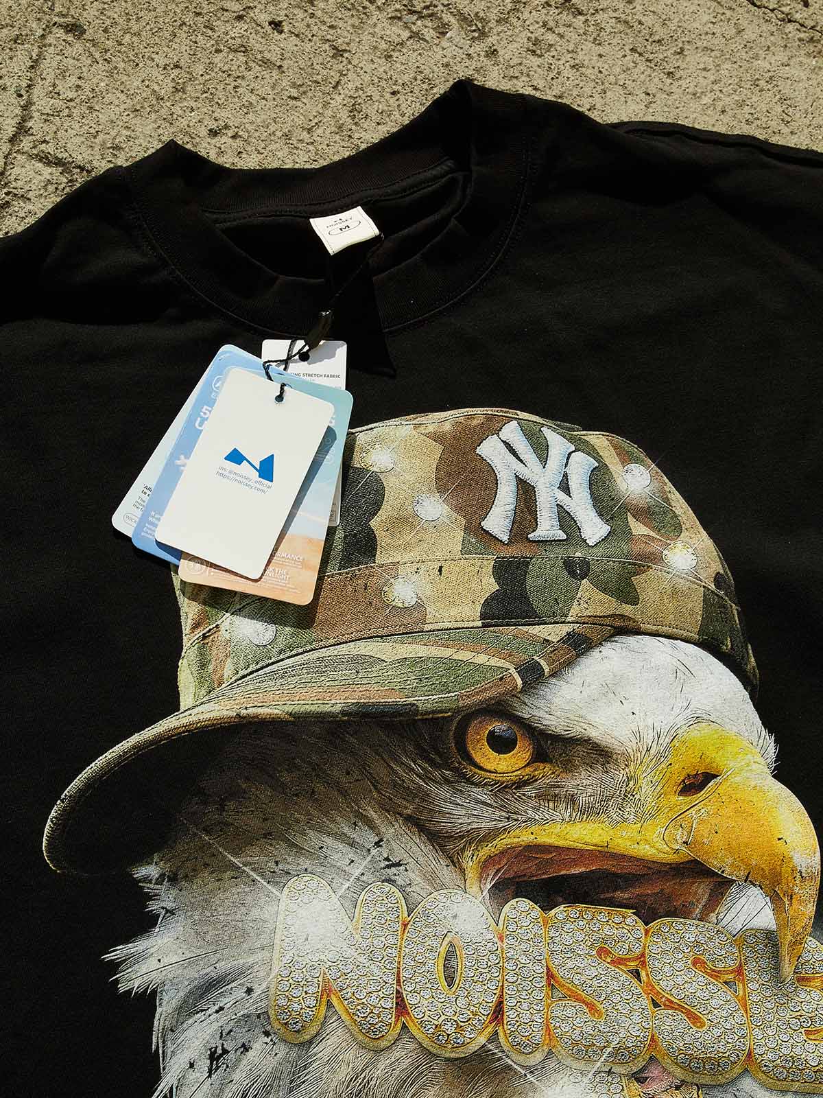 Eagle with Camo Cap Print Boxy Oversized T-shirt