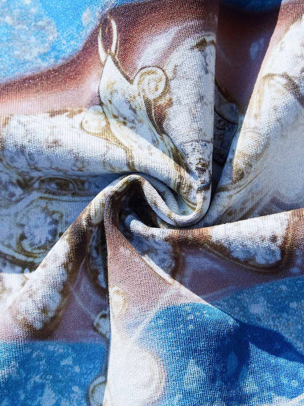 Noissey "Icy Blue" Grillz Graphic Tee – Wash Oversized T-Shirt with Diamond Camo Print