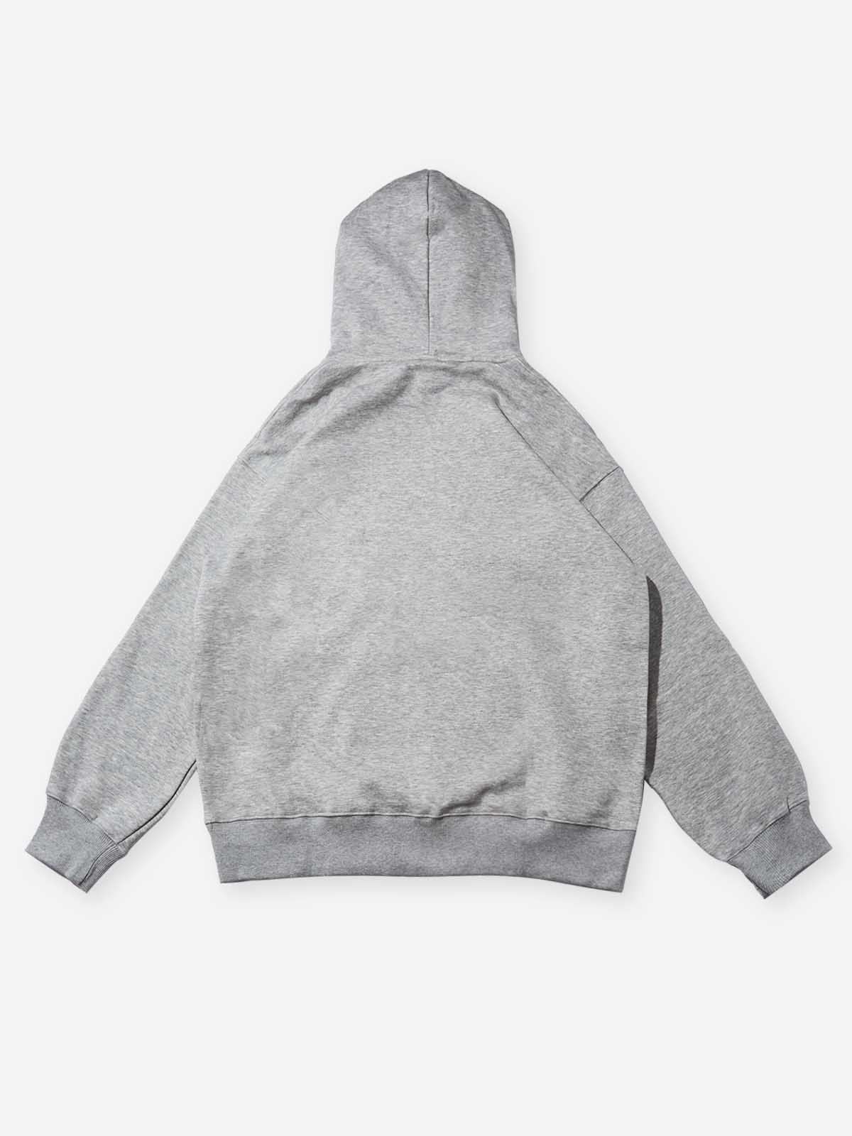 Shattered Collage Masked Art Print Oversized Grey Streetwear Hoodie