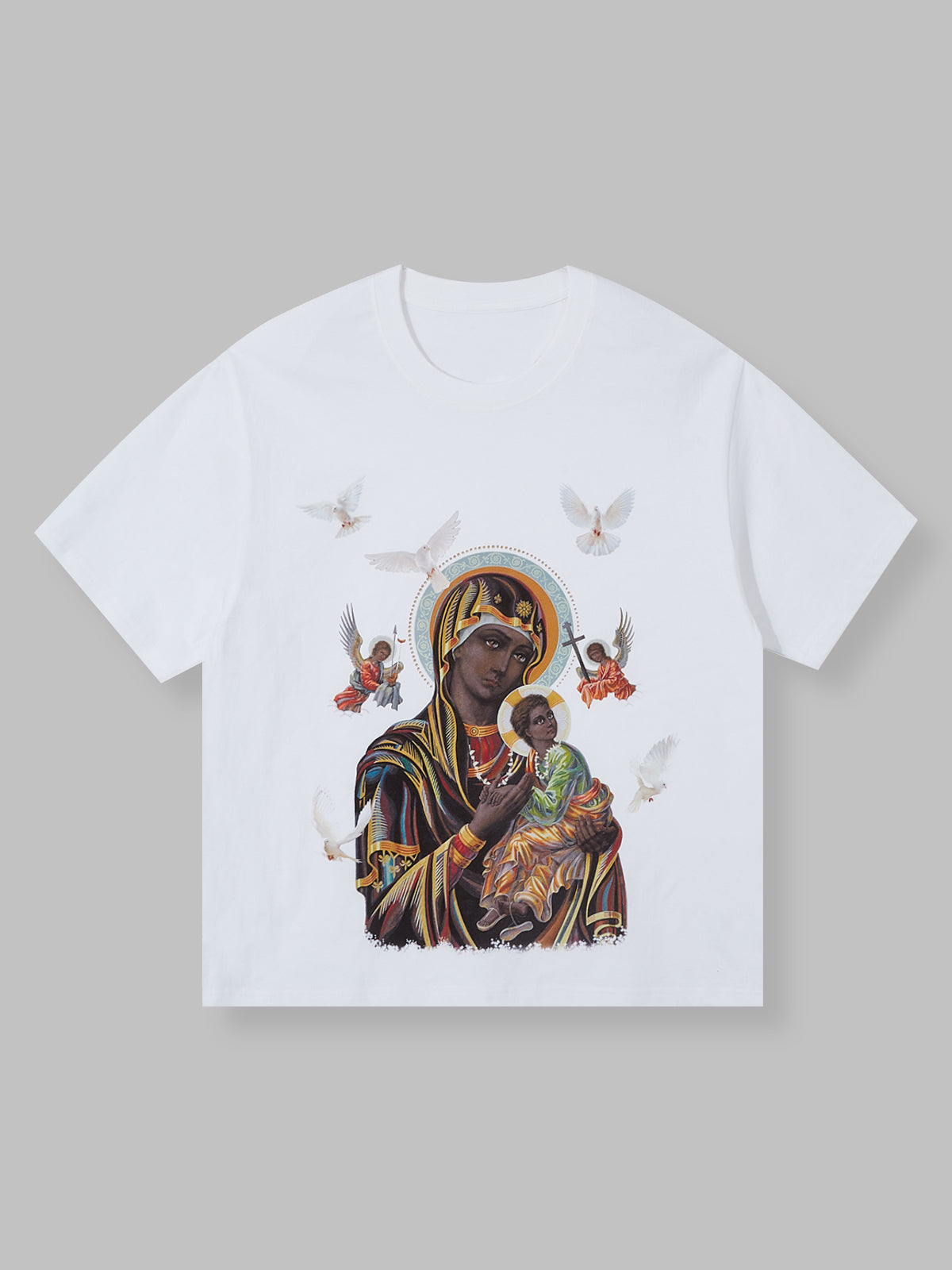 OBSTACLES & DANGERS© 230g Black Madonna and Child Casual Tee