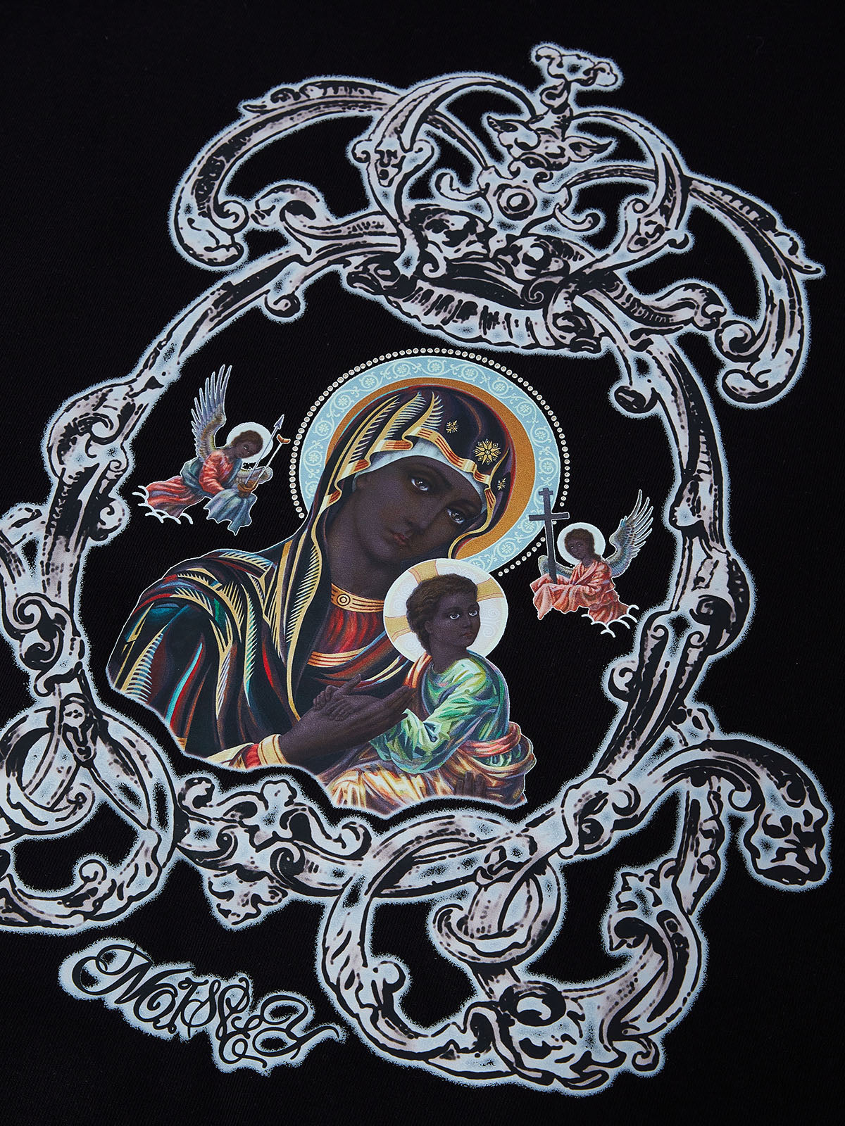 OBSTACLES & DANGERS© Black Madonna and Child Floral Frame Sweatshirt