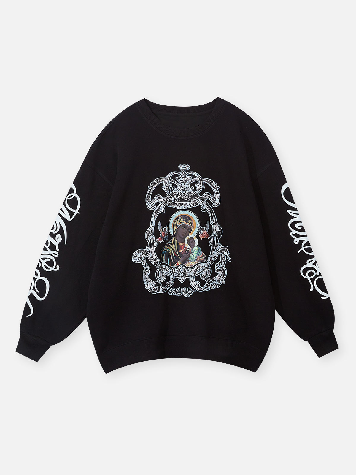 OBSTACLES & DANGERS© Black Madonna and Child Floral Frame Sweatshirt