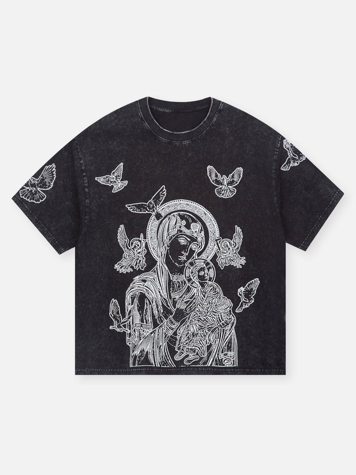 UNKNOWN ALLURE© Madonna and Child Contour Plaster Style 230G Washed T-Shirt