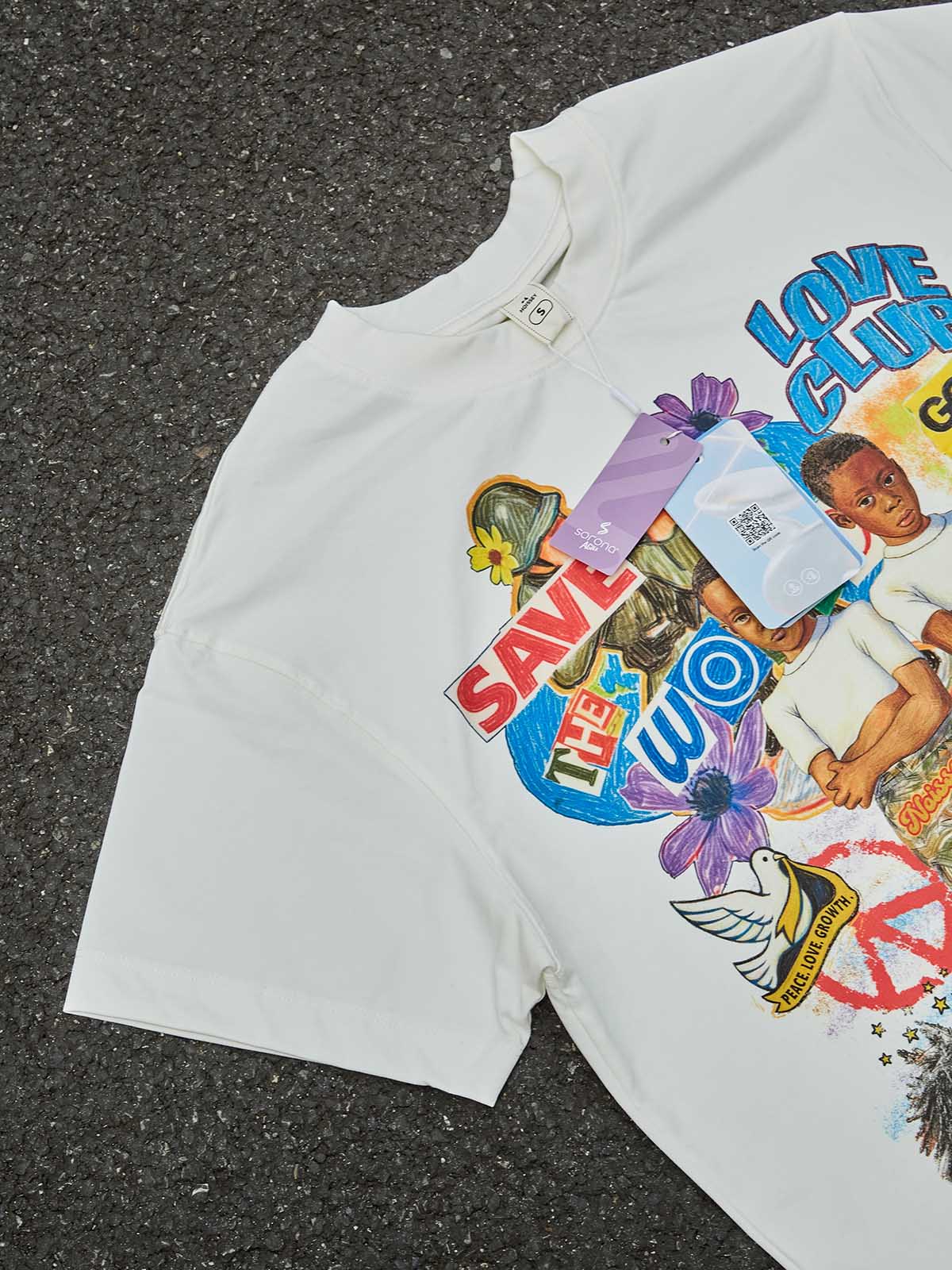 NOISSEY "Save The World" Peace Collage T-Shirt - Stop War & Faith Loyalty Graffiti Graphic Tee