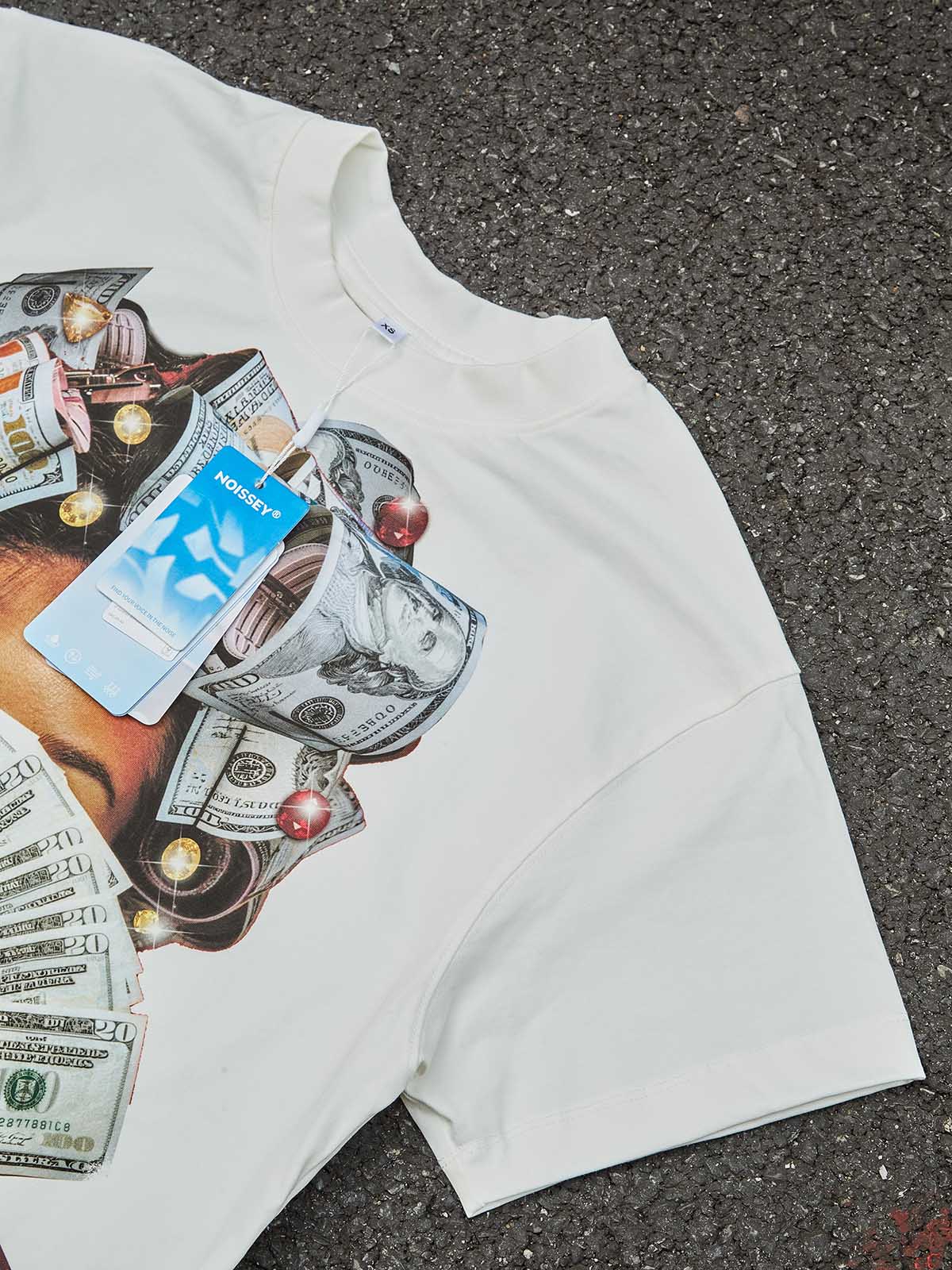NOISSEY "Money Mindset" Graphic T-Shirt - Urban Luxury Money-Roll Hair Art Print Tee
