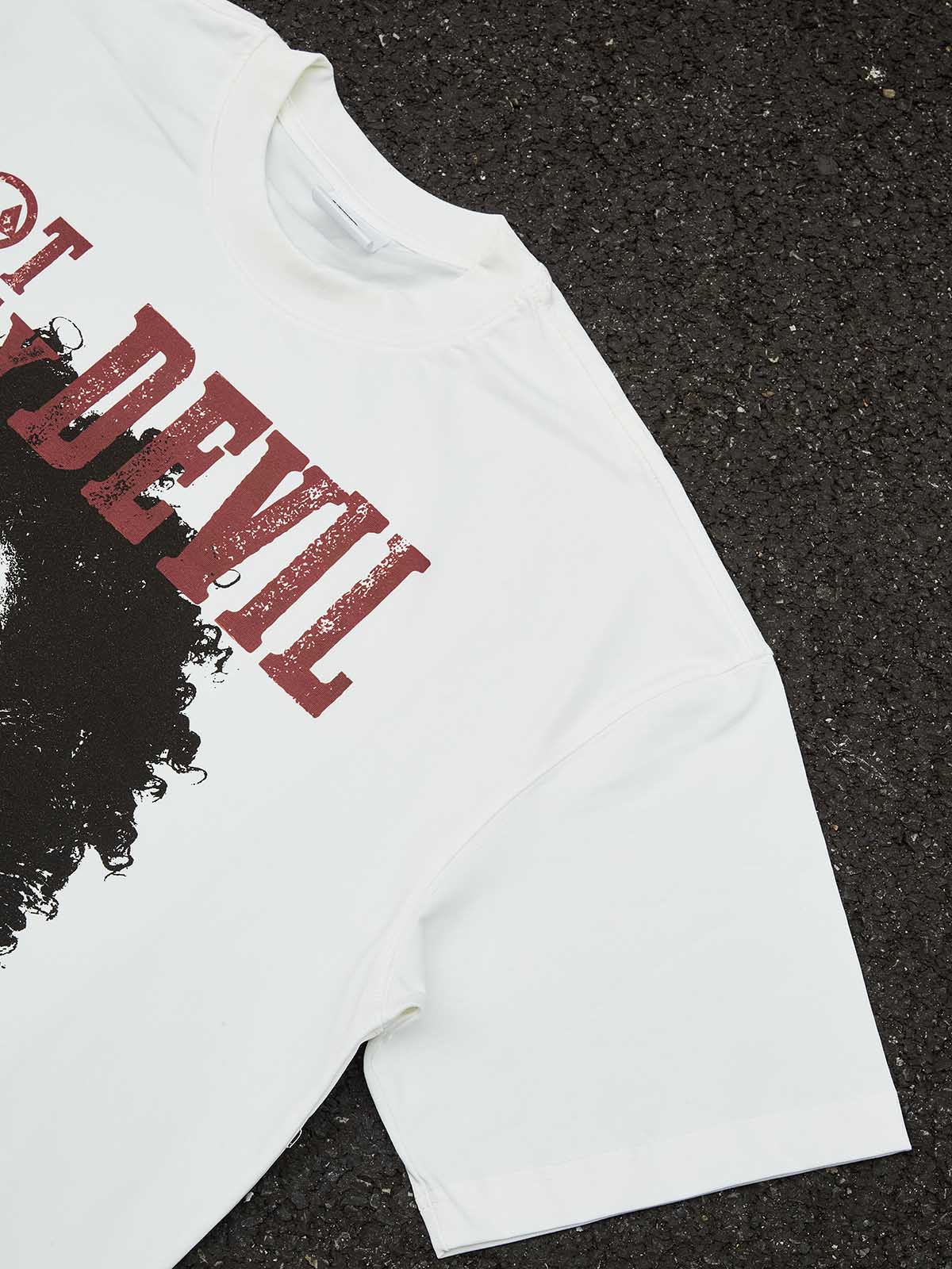 NOISSEY "Not Today Devil" Boxy Oversized Tee - Vintage Portrait Graphic Streetwear