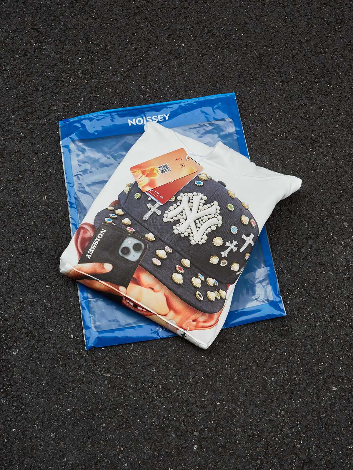 NOISSEY "Selfie Rebel" DIY Crystal Hoodie - Bad Boy Character Print