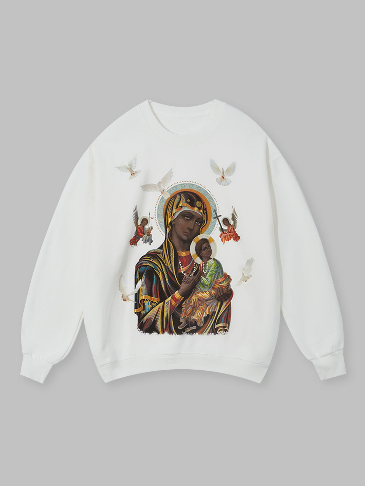 UNKNOWN ALLURE© Black Madonna 320Gg White Sweatshirt