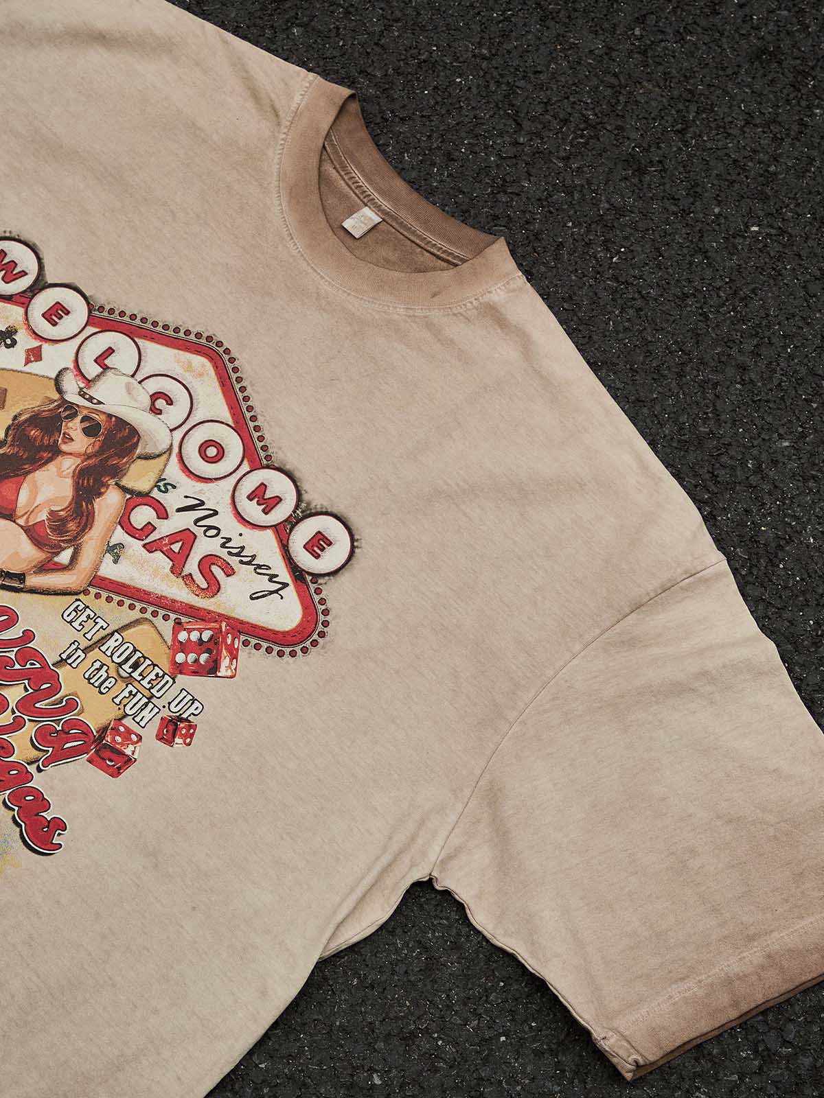 NOISSEY "Viva Las Vegas" Vintage Graphic Tee - Retro Cowgirl & Casino Art Print T-Shirt