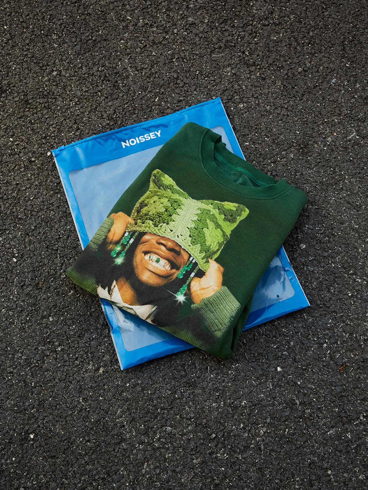 Avocado Green Cat Ear Crochet Hat Print Sweatshirt