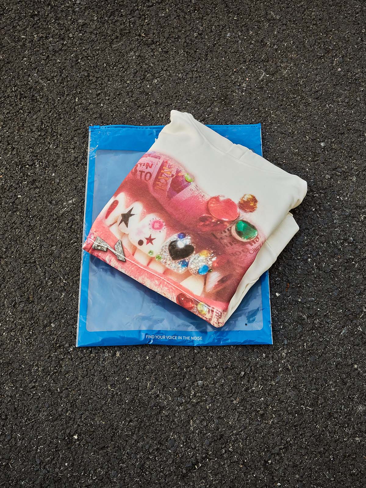 Colorful Collage Lip Diamond Character DIY Print Oversized Streetwear Graphic Hoodie