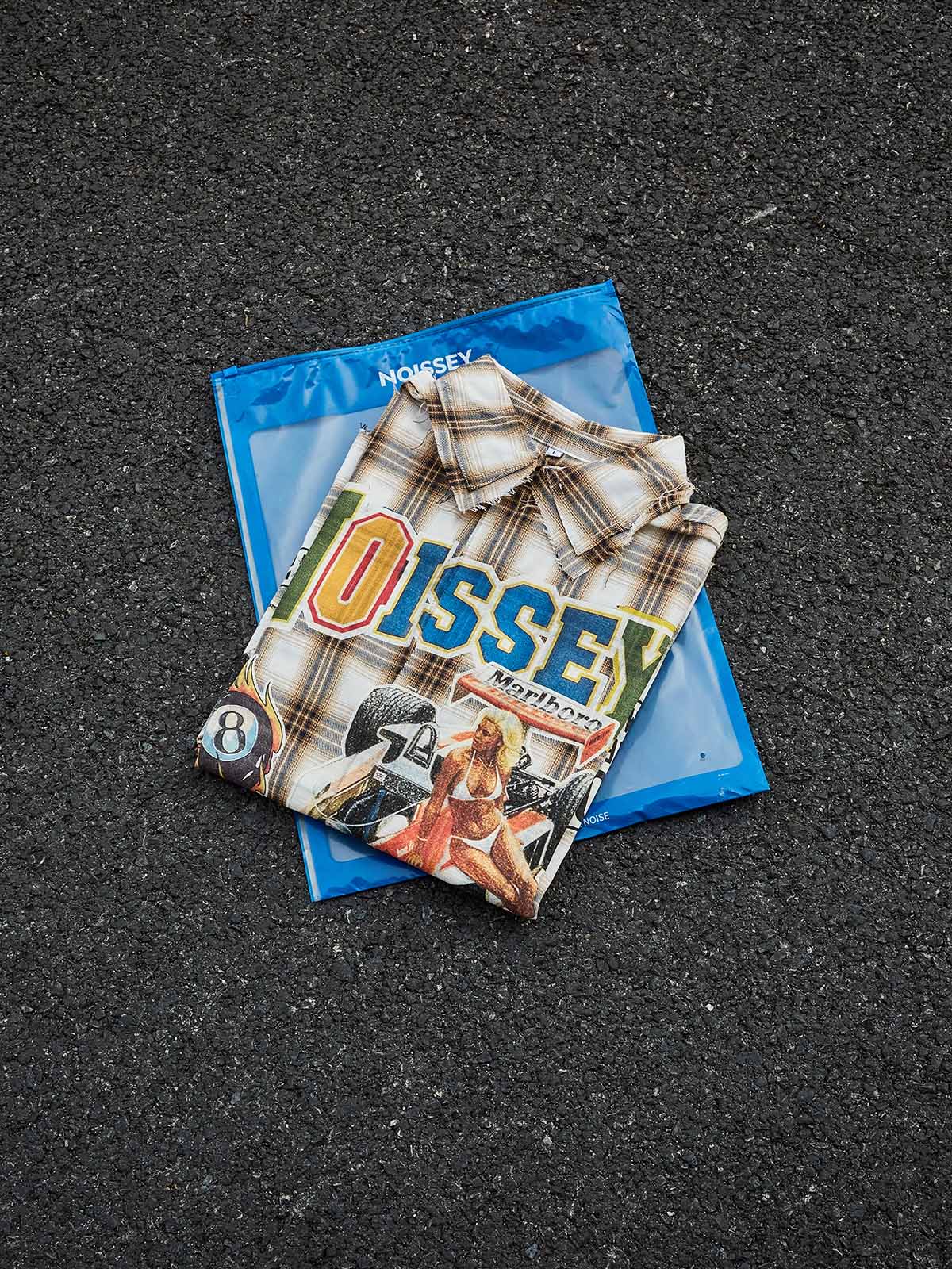 Graffiti Racing Queen Art Print Distressed Checkered Shirt with DIY Badge Accessories