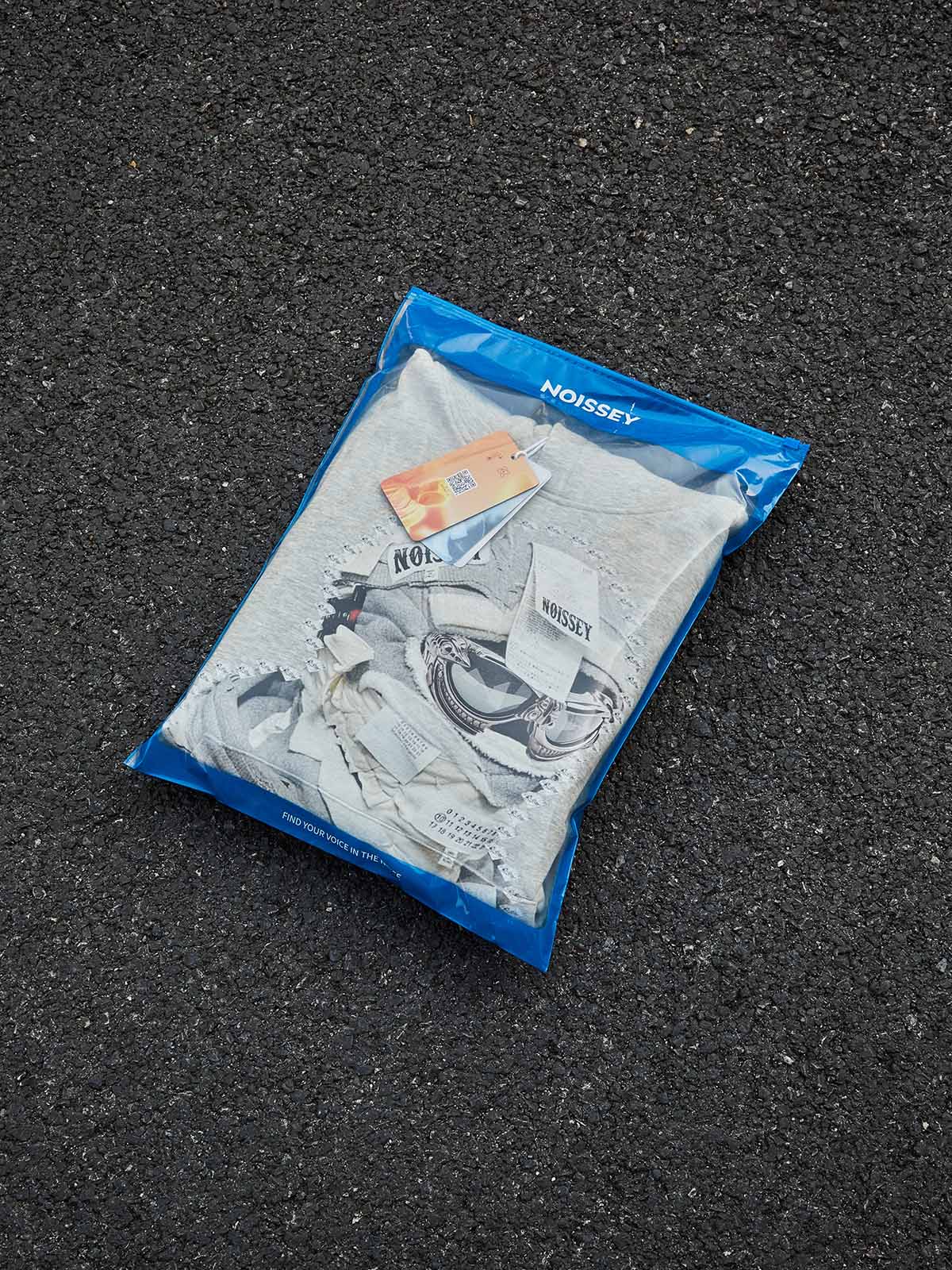 Shattered Collage Masked Art Print Oversized Grey Streetwear Hoodie