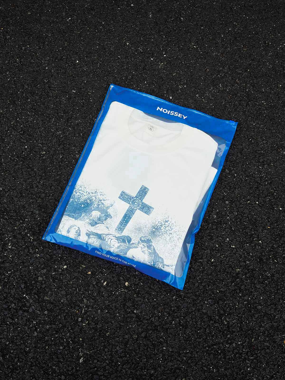 TRUST GOD’S PLAN" ARCHIVAL PRINT CREWNECK – VINTAGE BLUE OVERSIZED LONG SLEEVE