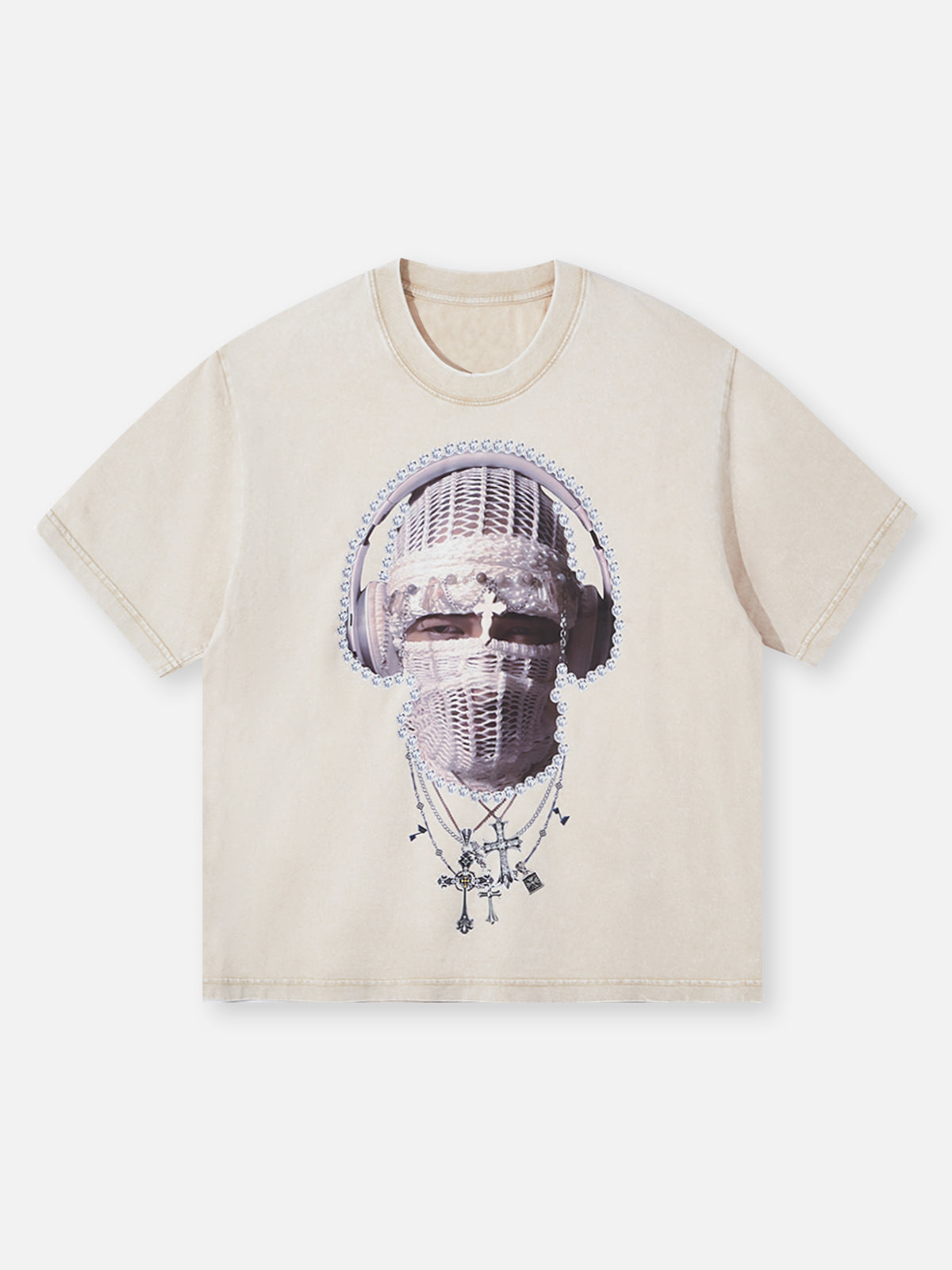 BOUNCE BACK© Music Knit Collage Face Mask T-shirt