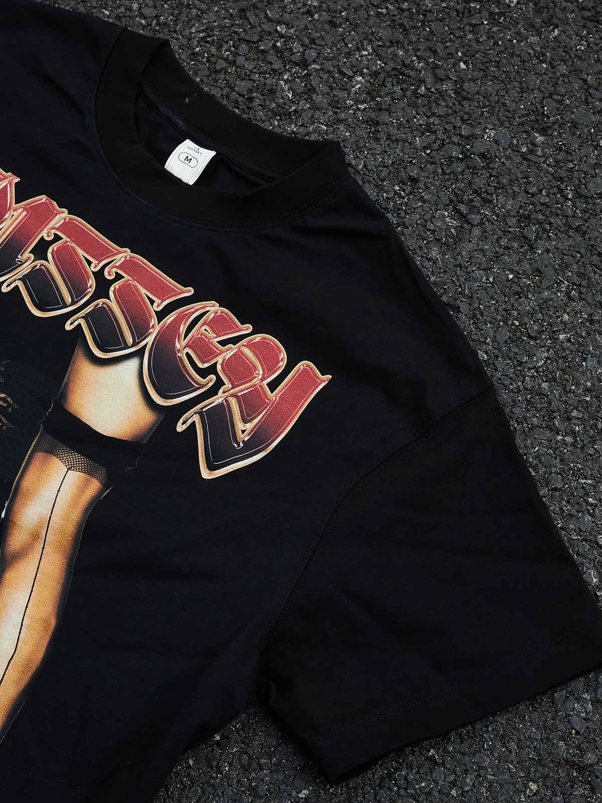 DIY Glitter Diamond "Have fun!" Graffiti Art Print Hip-Hop Streetwear T - Shirt