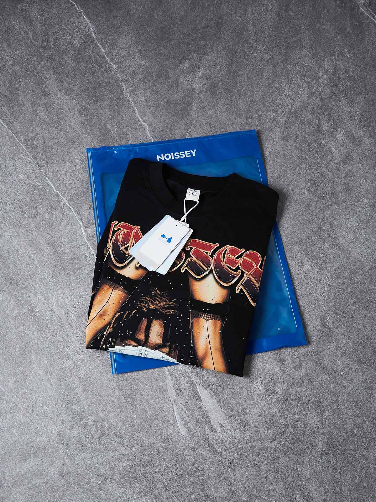 DIY Glitter Diamond "Have fun!" Graffiti Art Print Hip-Hop Streetwear T - Shirt