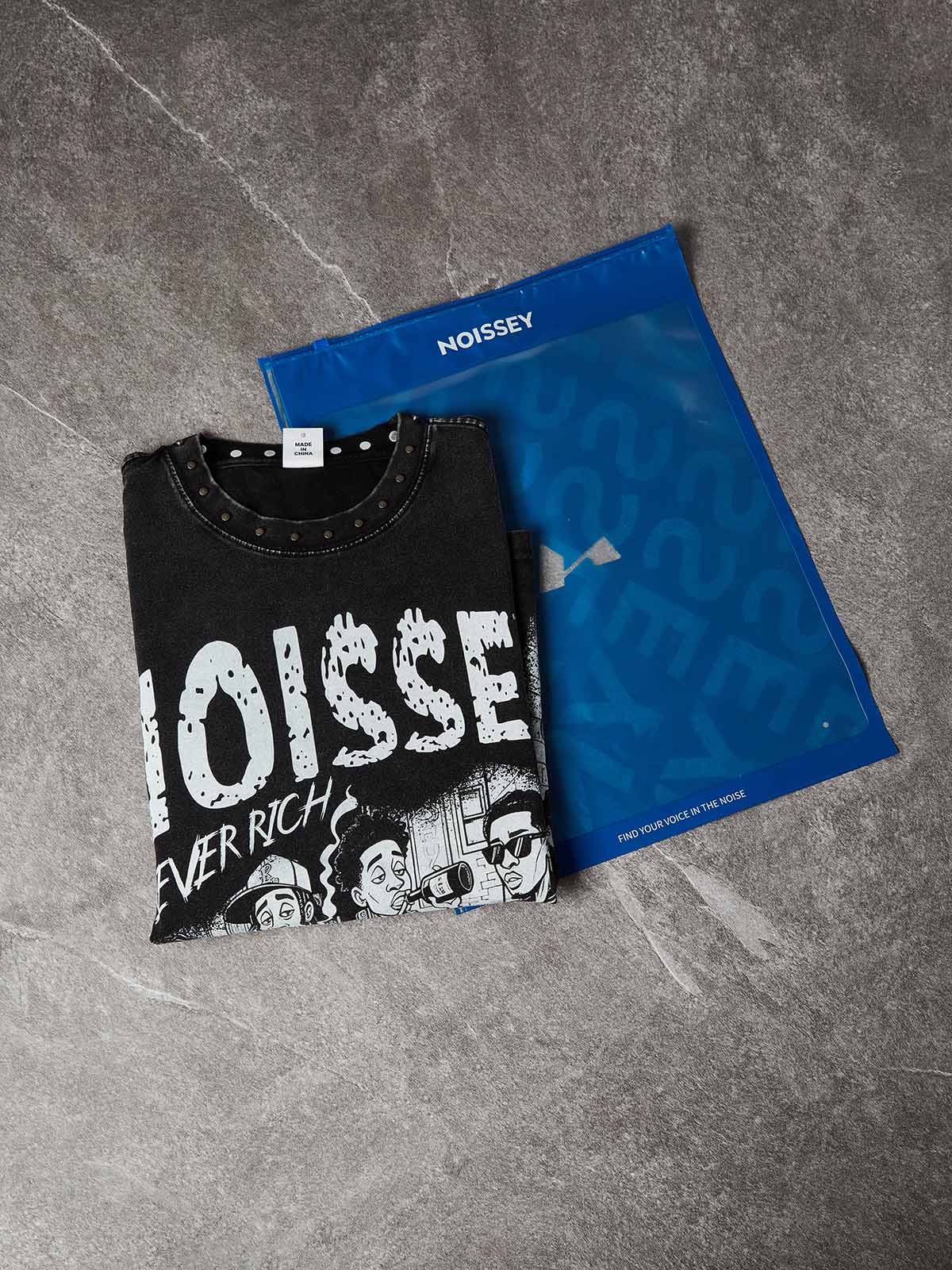 Forever Rich Stud Collar Art Graffiti T-Shirt