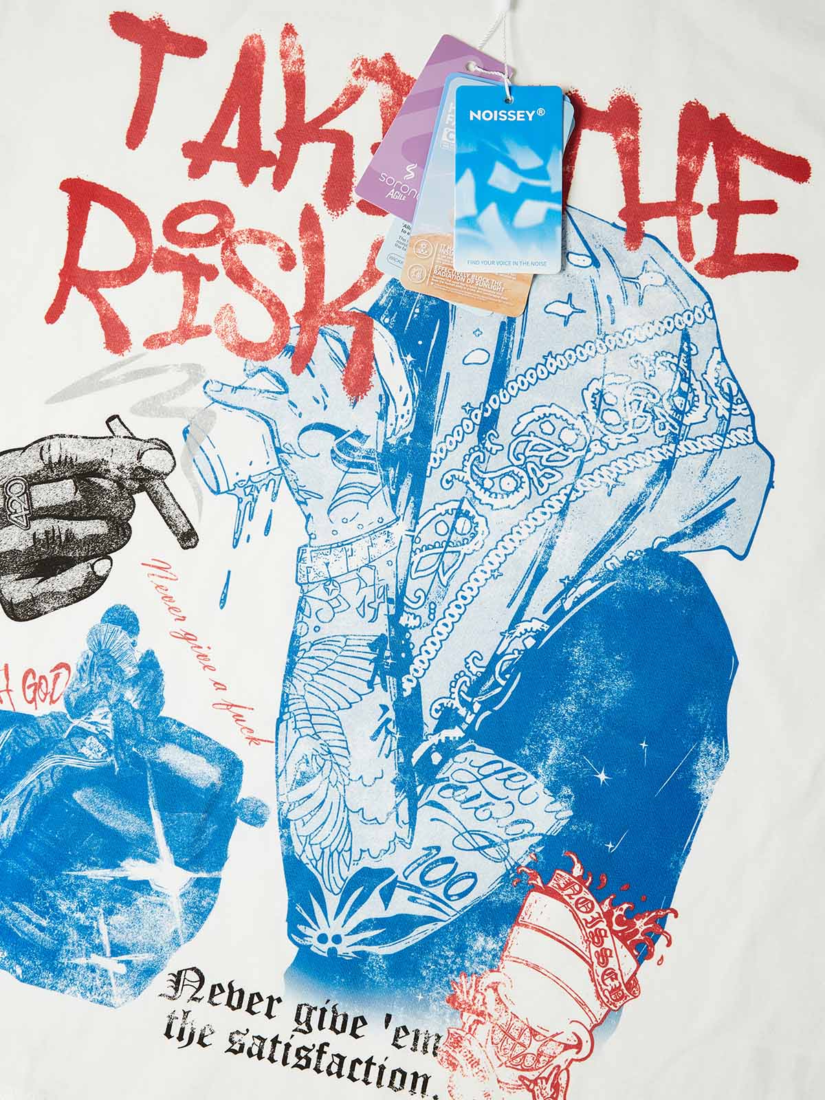 Take the Risk Headscarf Double-Color Graffiti Portrait Art T-Shirt