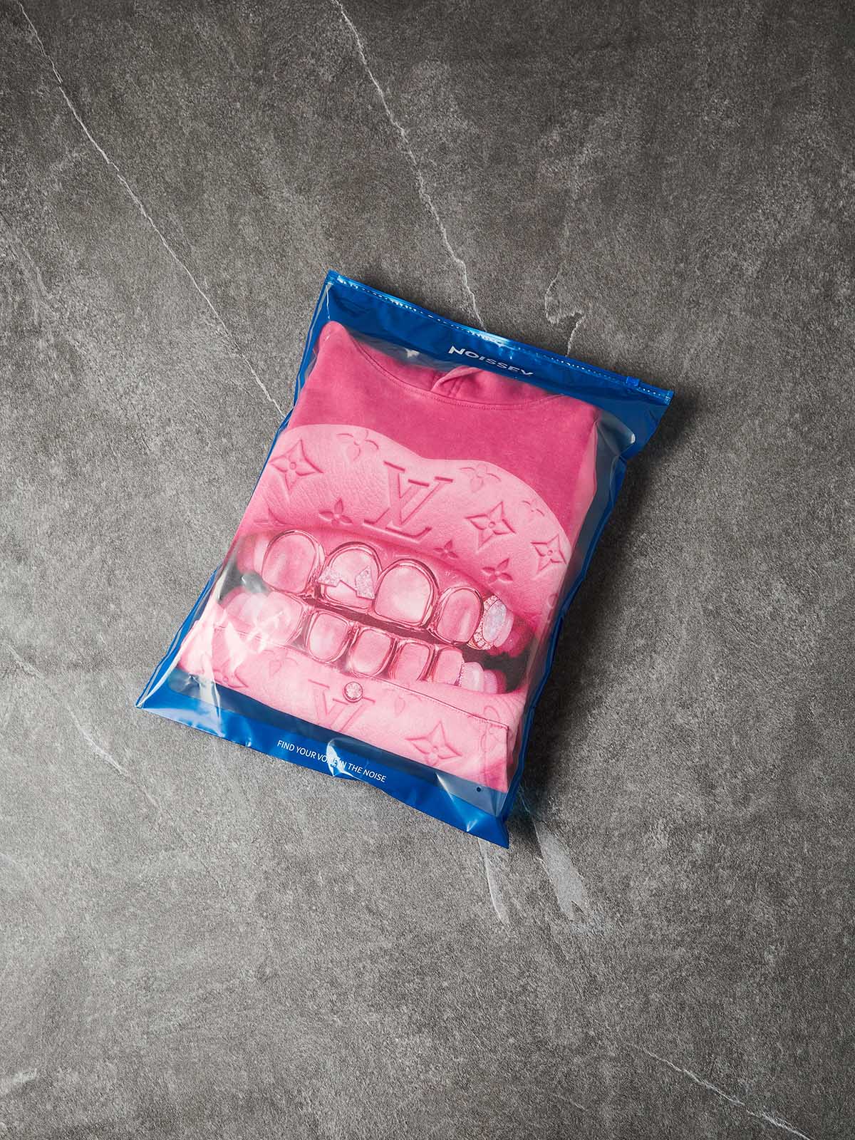 NOISSEY PINK "CAT'S EYE" ICED OUT GRILLS PREMIUM STREETWEAR HOODIE