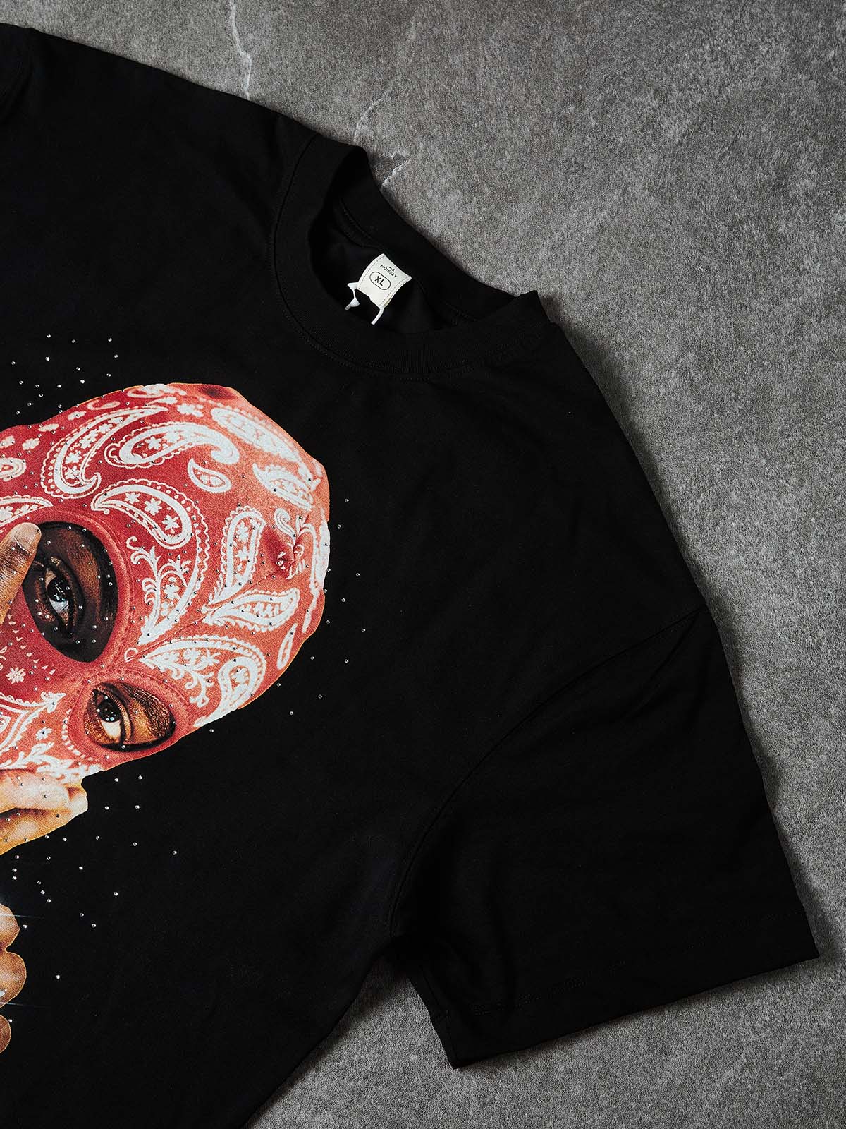 NOISSEY RED PAISLEY BALACLAVA - SHIMMERING JEWEL ART OVERSIZED TEE