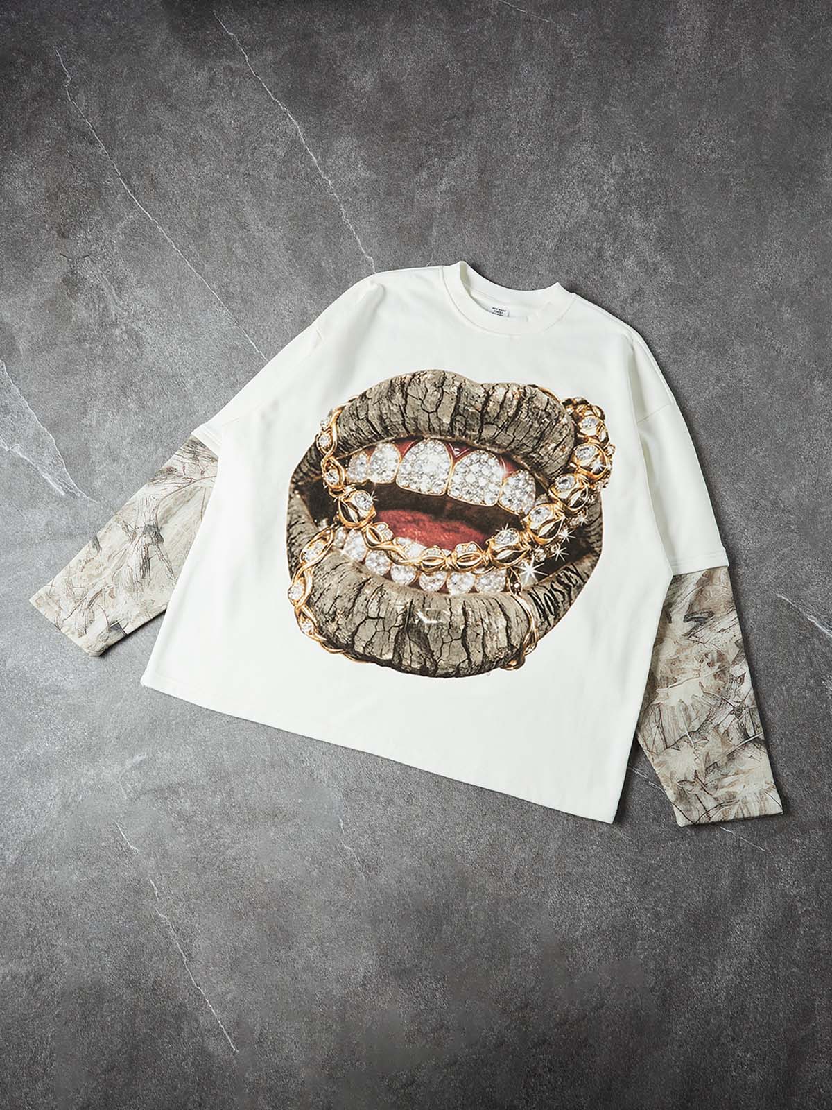 NOISSEY GOLD CHAIN GRILLS - ICED OUT TREE CAMO LONG SLEEVE