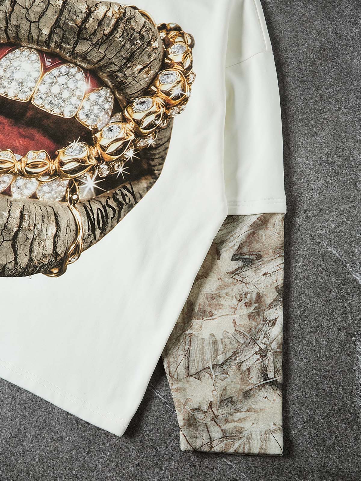 NOISSEY GOLD CHAIN GRILLS - ICED OUT TREE CAMO LONG SLEEVE