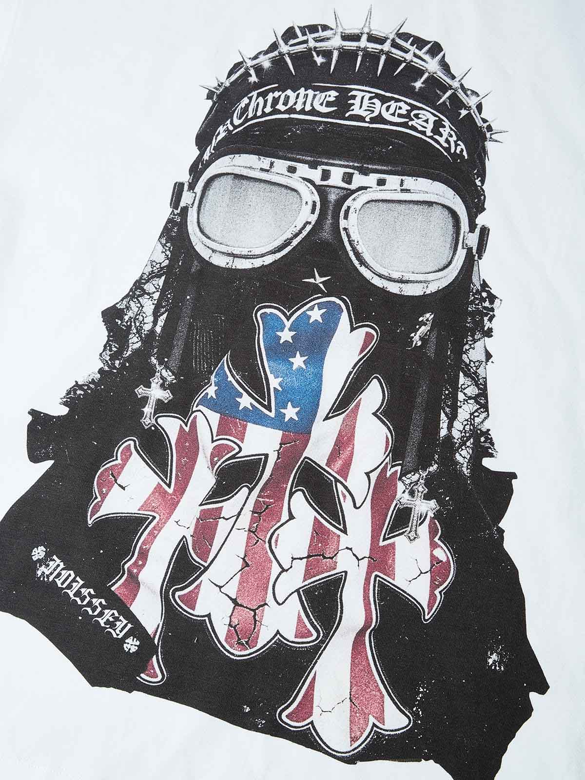 NOISSEY AMERICAN FLAG CROSS GOGGLE ART OVERSIZED TEE