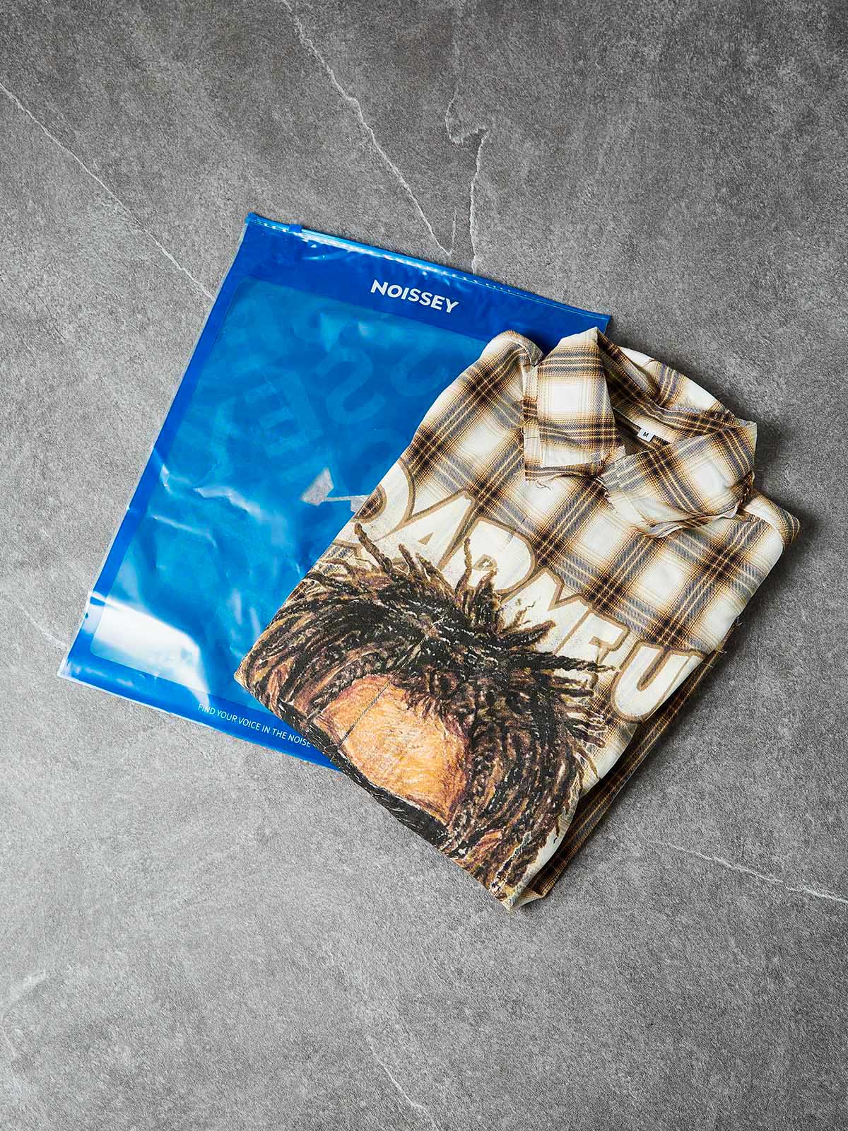 NOISSEY "DAP ME UP" PLAID SHIRT - DIY BADGE ART PRINT TOP