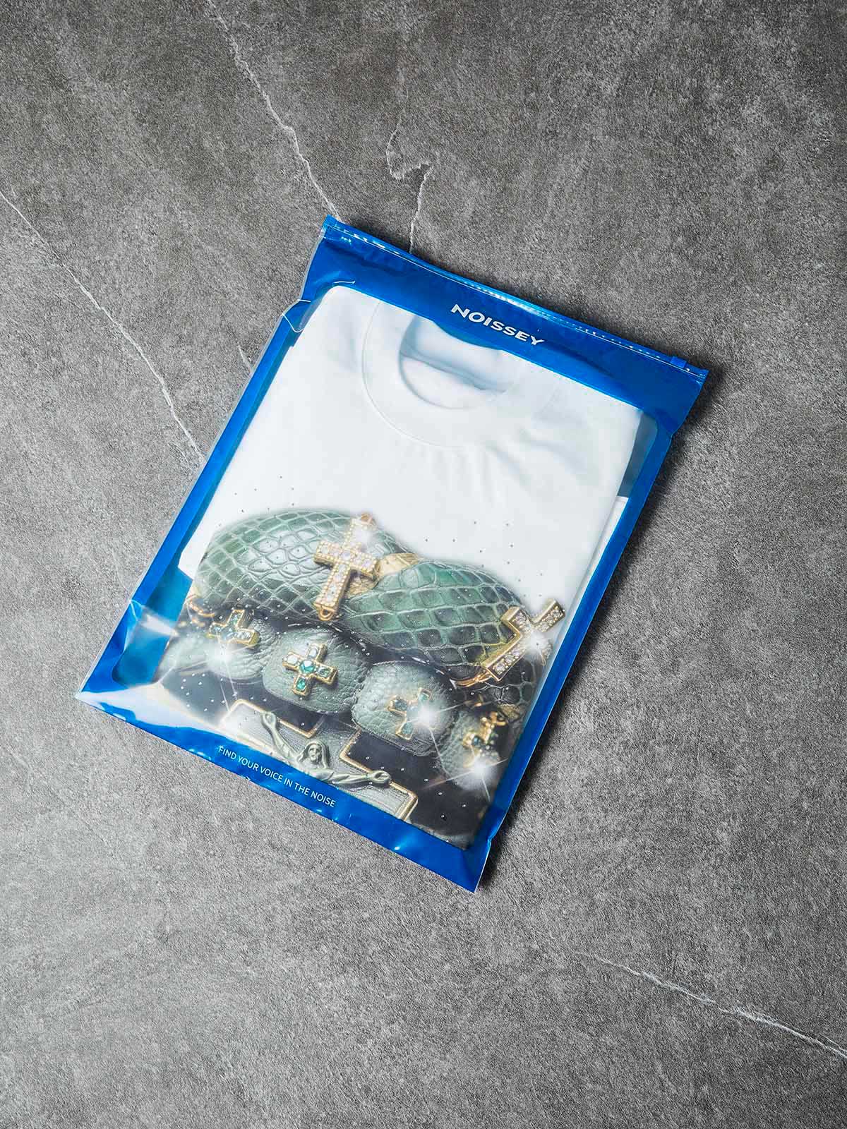 NOISSEY BRONZE SNAKESKIN - ICED OUT CROSS ART BOXY TEE