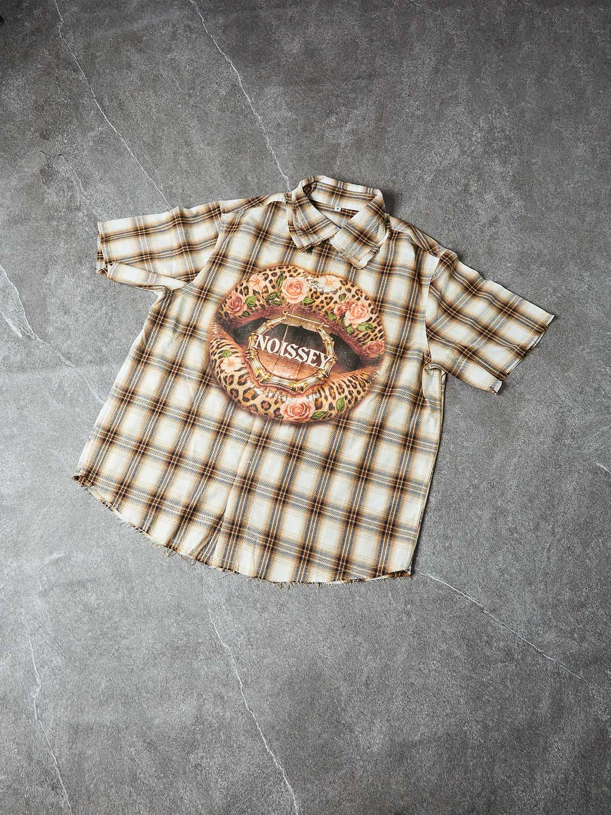 NOISSEY LEOPARD LIPS ROSES - ICED OUT ART CHECK SHIRT