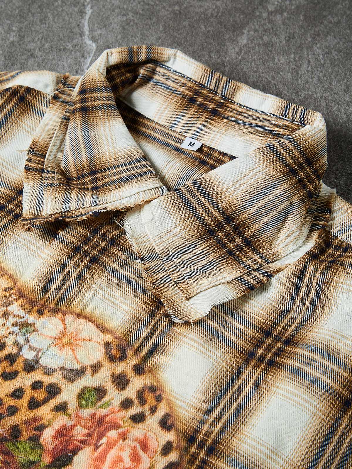 NOISSEY LEOPARD LIPS ROSES - ICED OUT ART CHECK SHIRT