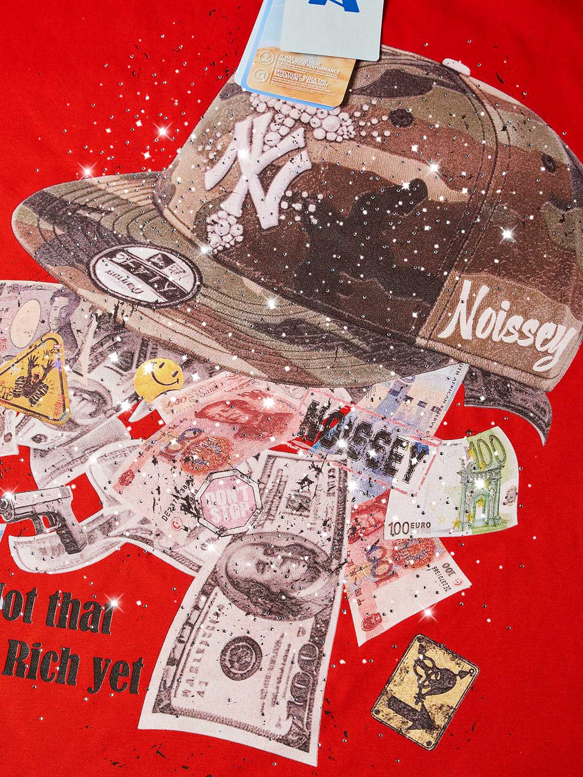 NOISSEY NOT THAT RICH YET - CAMO HAT MONEY STACK BOXY TEE