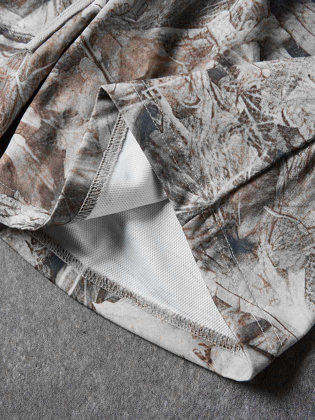 NOISSEY ALL-OVER PRINT CAMO TREE BARK CROSS CLUSTER SHORTS