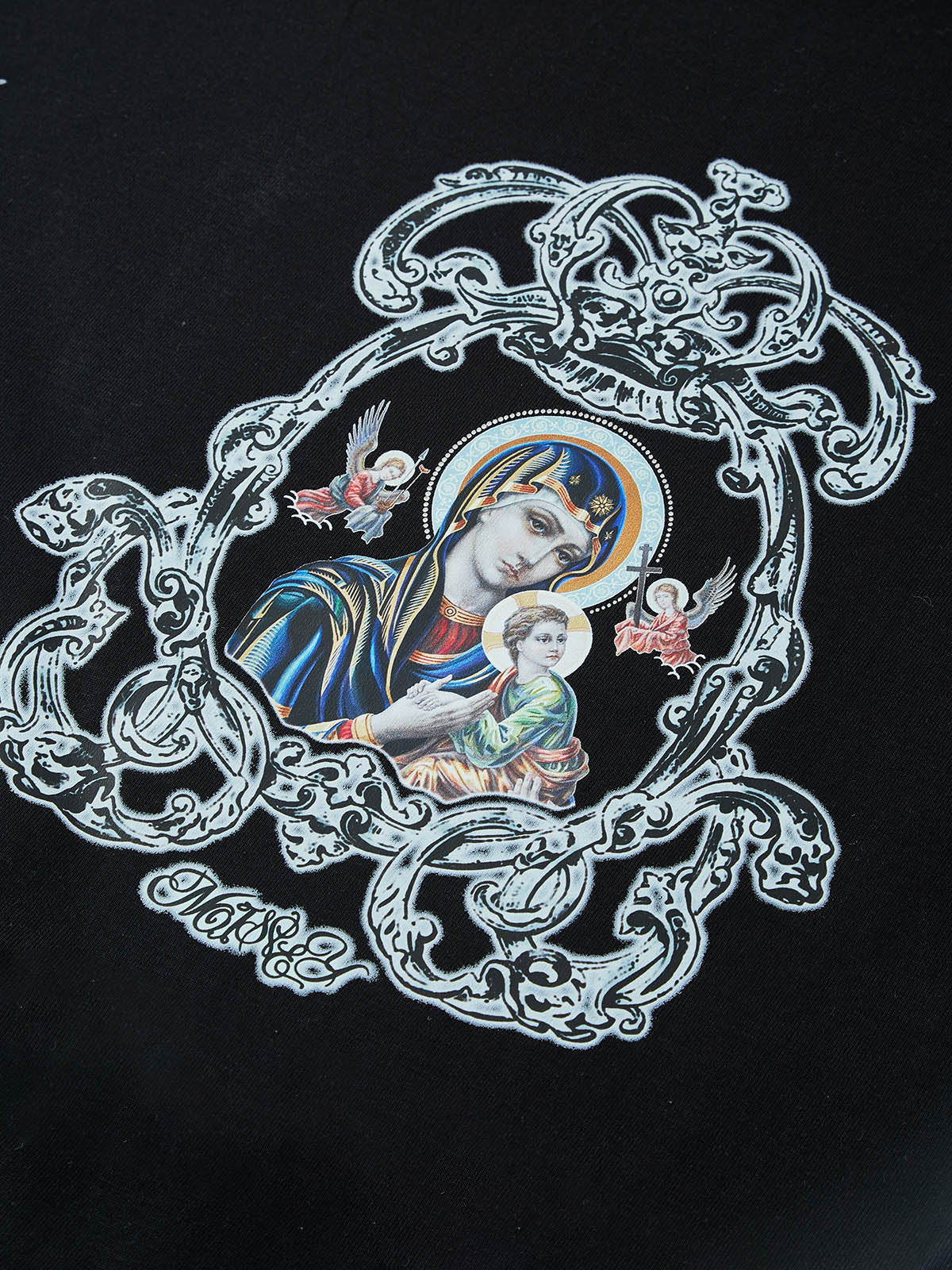 OBSTACLES & DANGERS© Classic Logo and Madonna and Child Casual Tee OVERSIZE