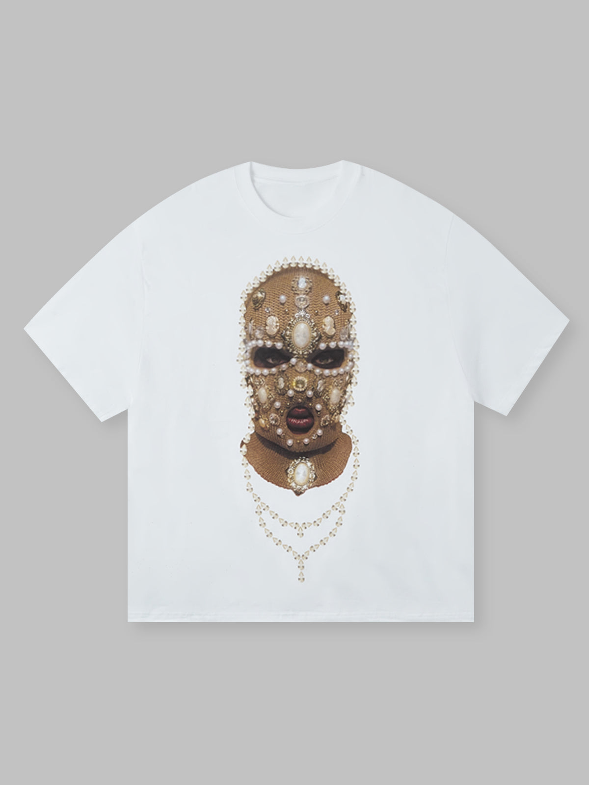 BOUNCE BACK© Pearl Knit Collage Face Mask White T-shirt